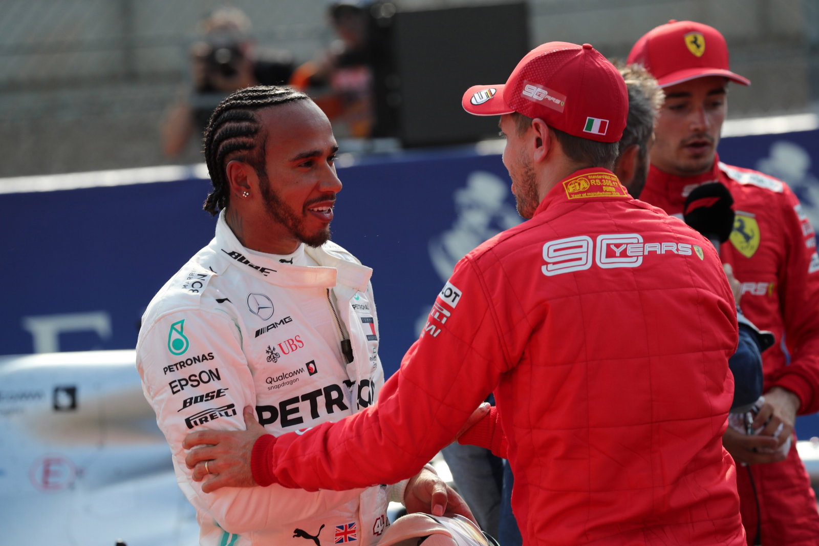  - Qualifying, 3rd place Lewis Hamilton (GBR) Mercedes AMG F1 W10 and 2nd place Sebastian Vettel (GER) Scuderia Ferrari