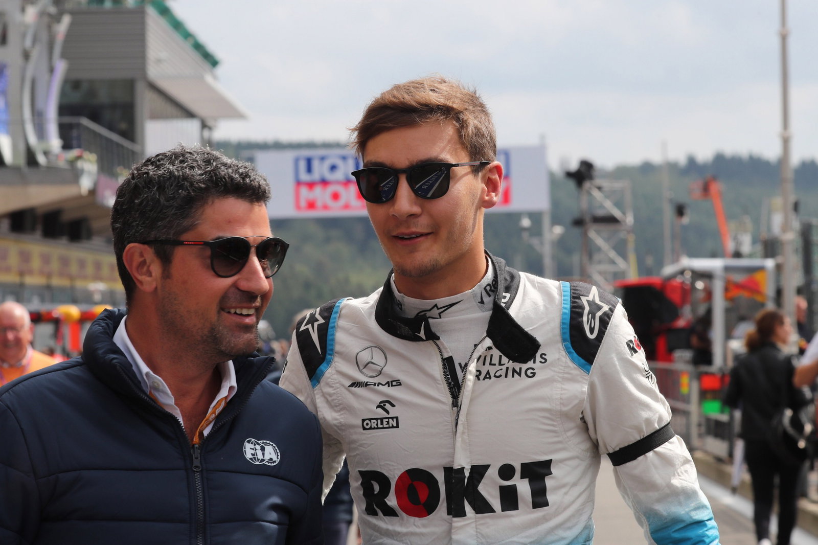  - Race, Michael Masi (AUS) FIA Race director dan George Russell (GBR) Williams Racing