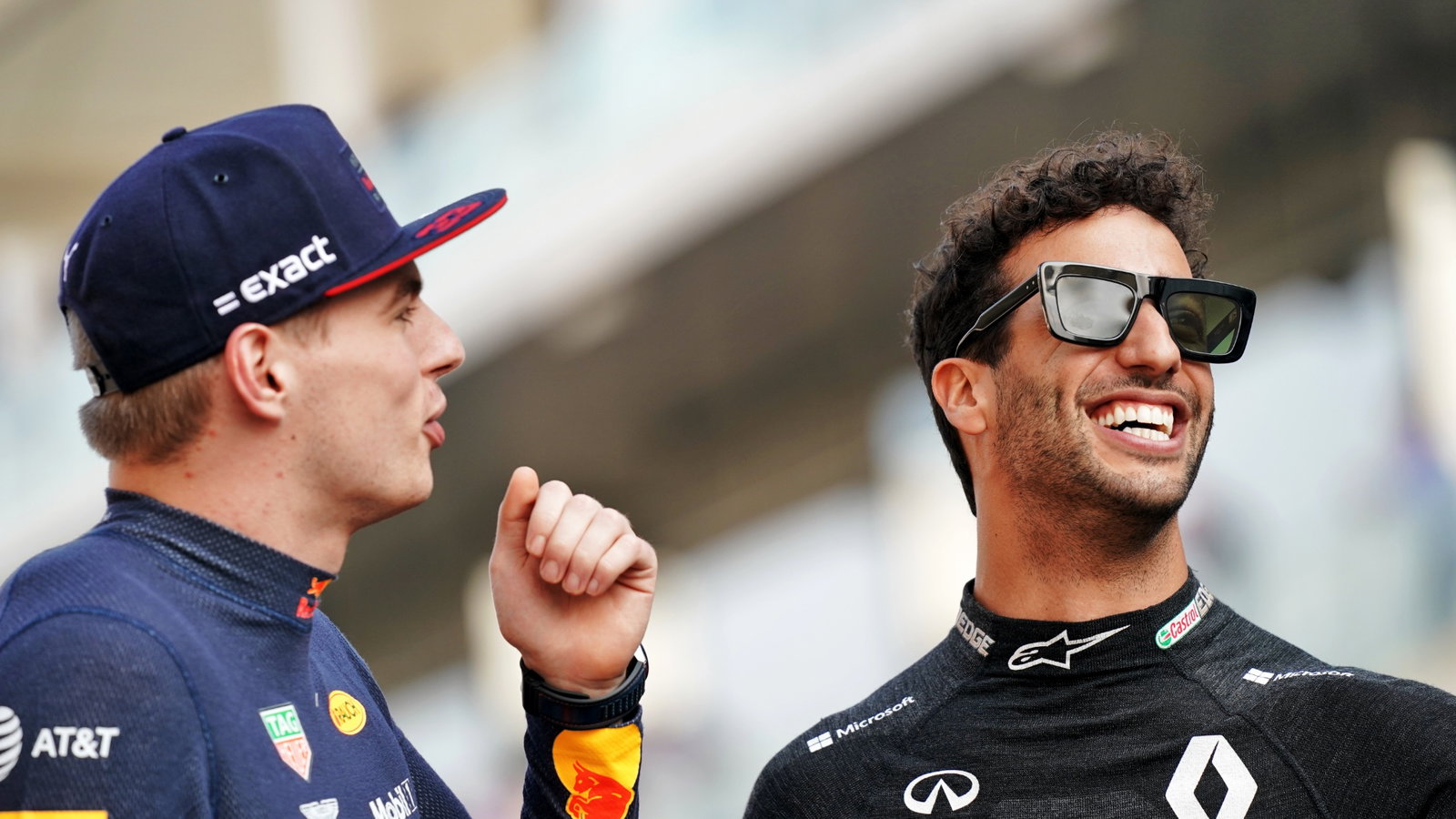 (L to R): Max Verstappen (NLD) Red Bull Racing with Daniel Ricciardo (AUS) Renault F1 Team on the drivers