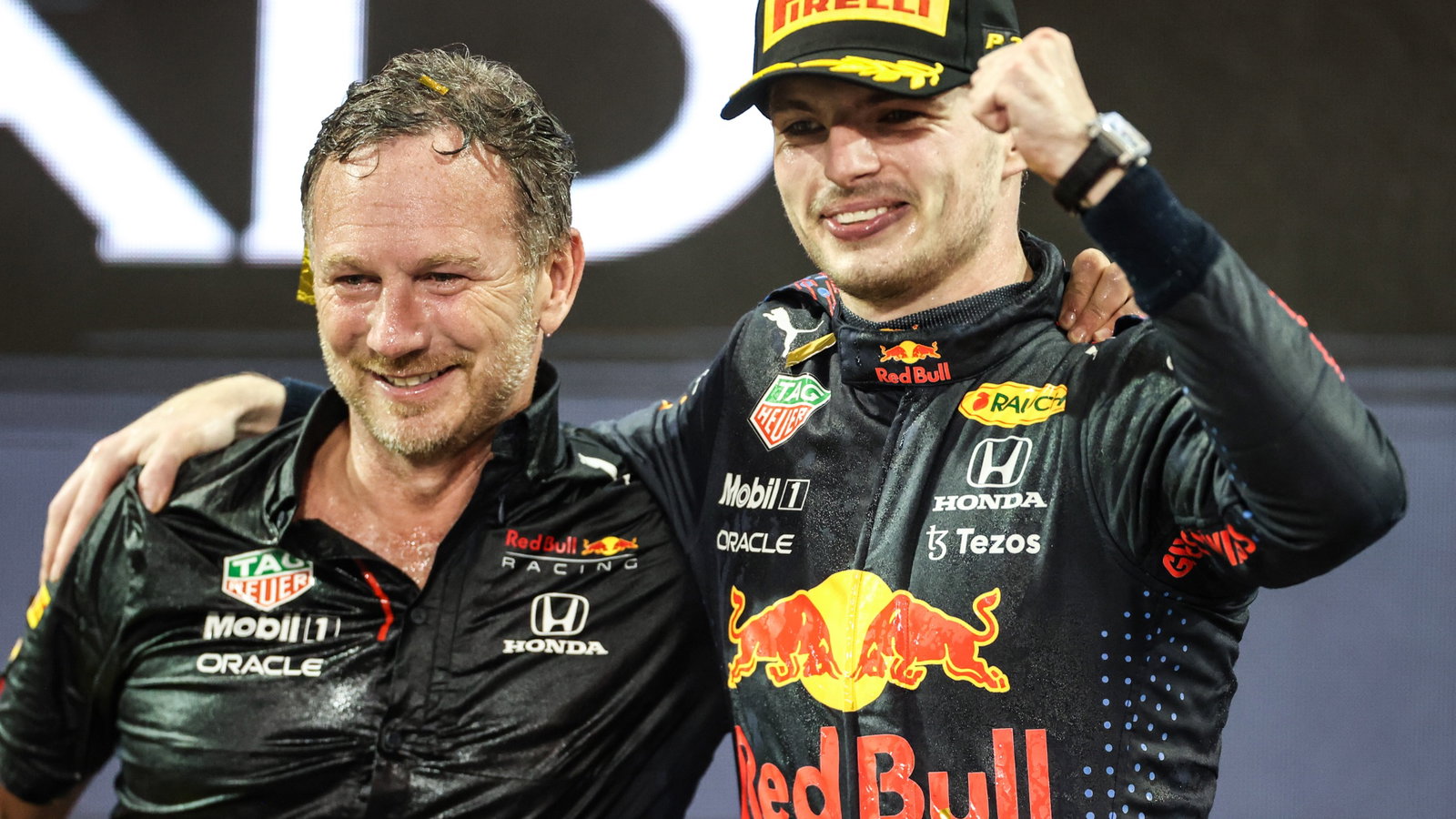 Christian Horner (GBR), Red Bull Racing Team Principal and Max Verstappen (NLD), Red Bull