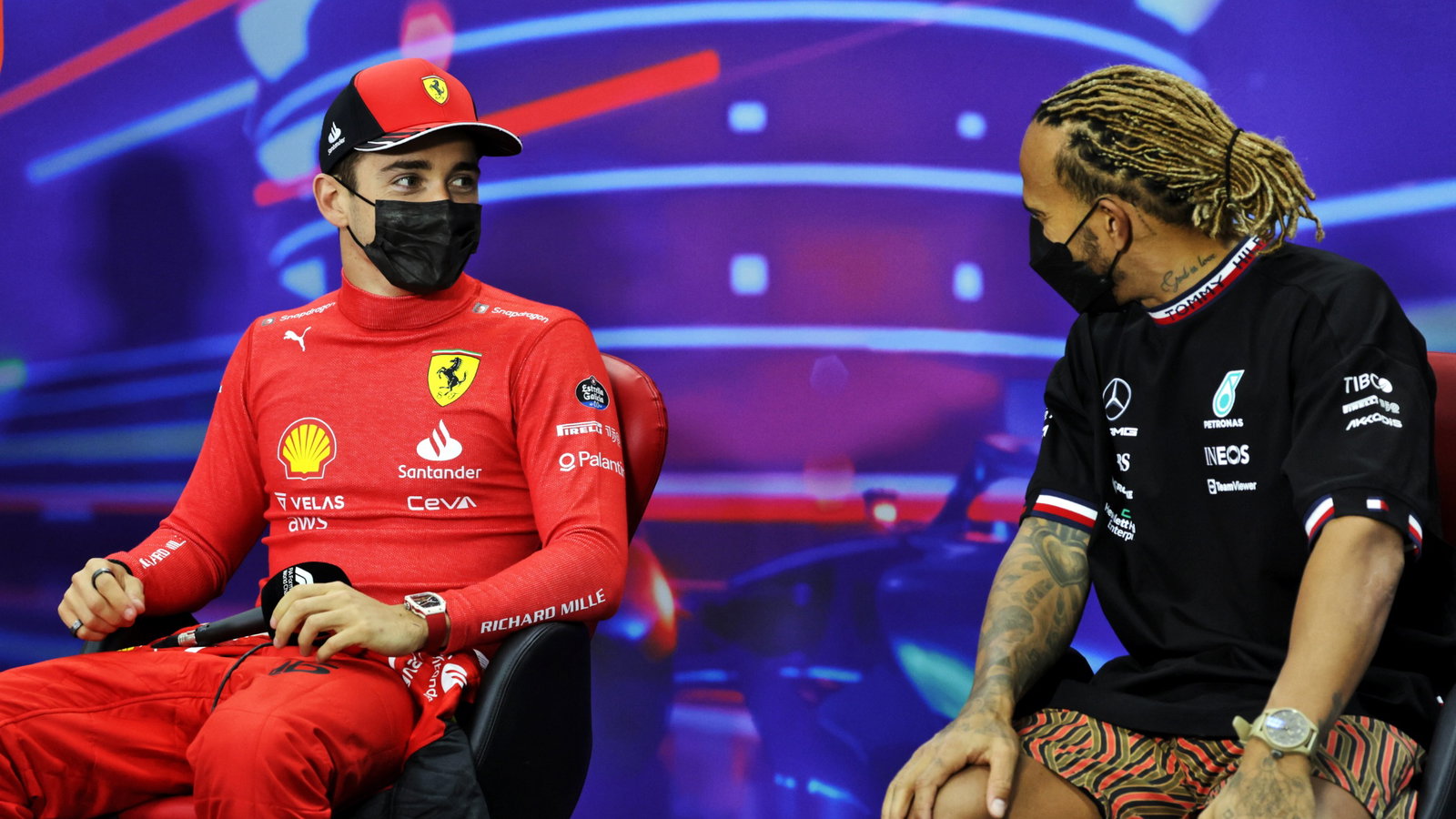 (L to R): Charles Leclerc (MON) 