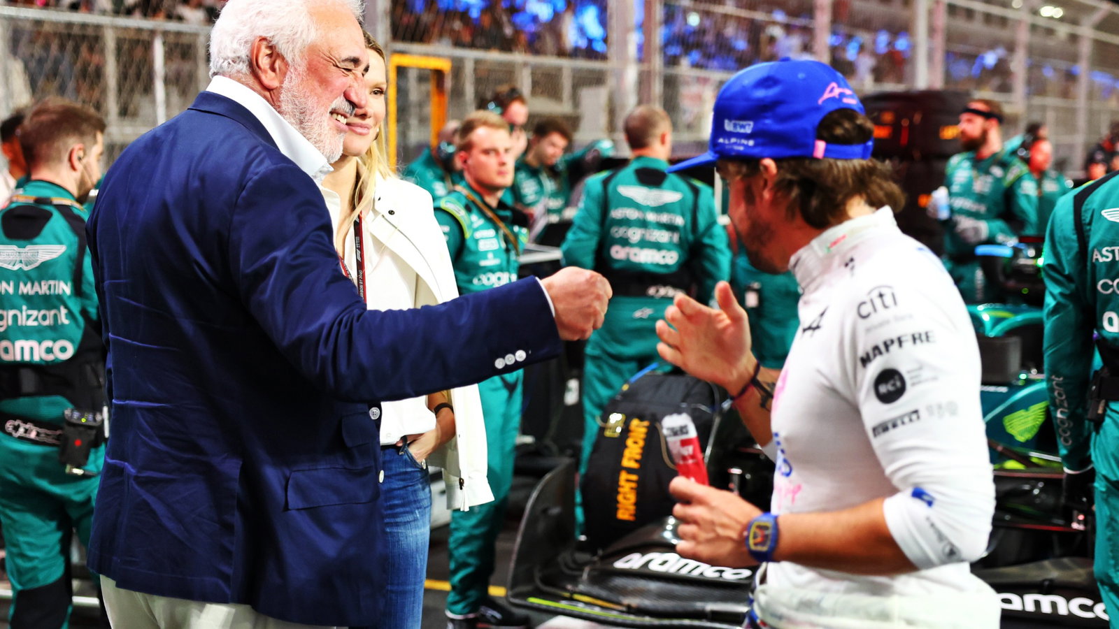 Lawrence Stroll (CDN) Aston Martin F1 Team Investor with Fernando Alonso (ESP) Alpine F1 Team on the