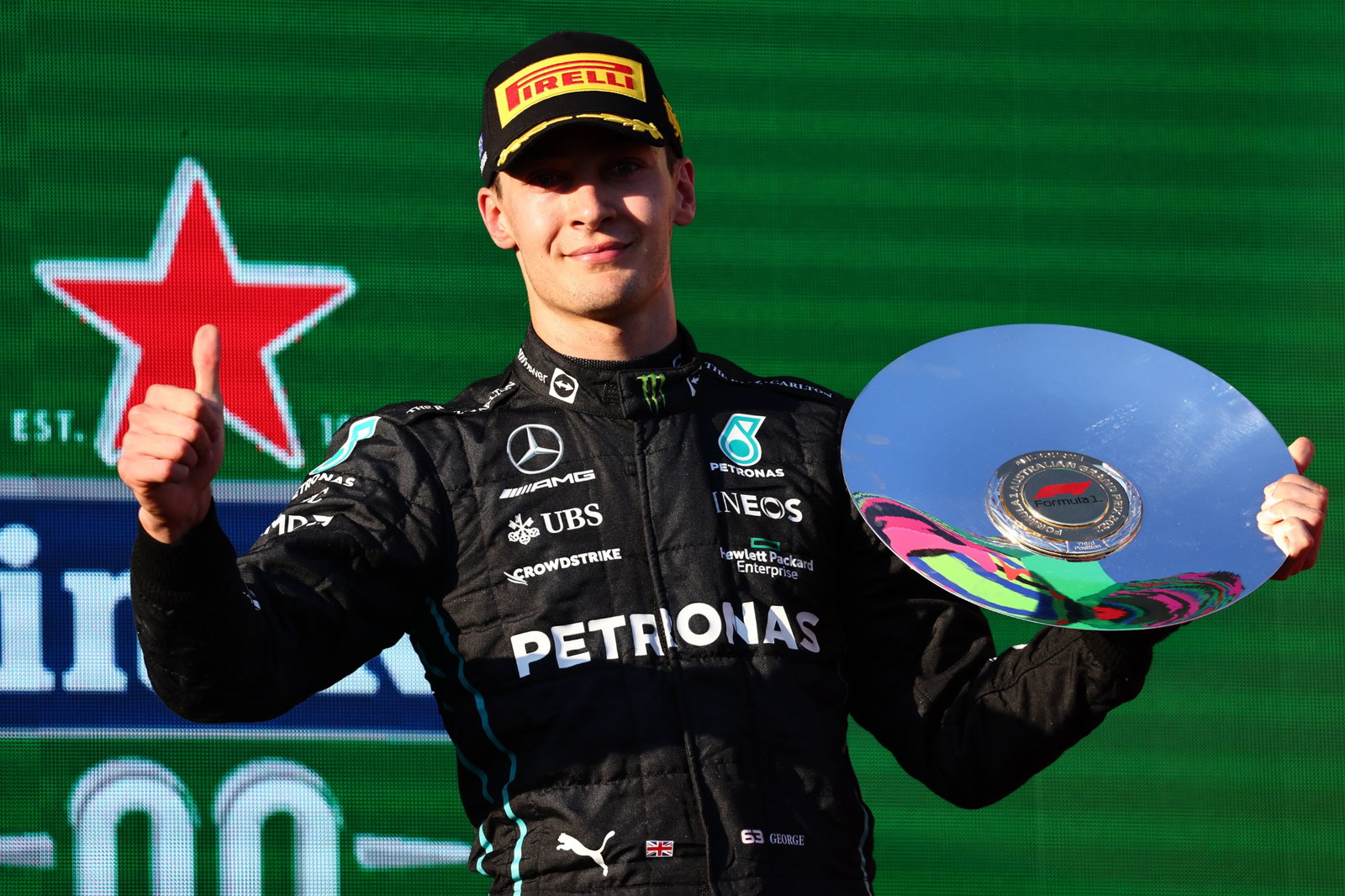 3rd place George Russell (GBR) Mercedes AMG F1. Formula 1 World Championship, Rd 3, Australian Grand Prix, Albert Park,