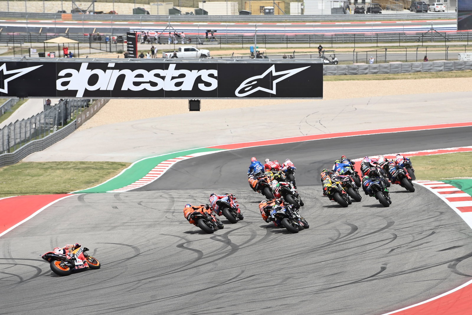 Race start, Marc Marquez last, MotoGP race, Grand Prix of the Americas, 10 April