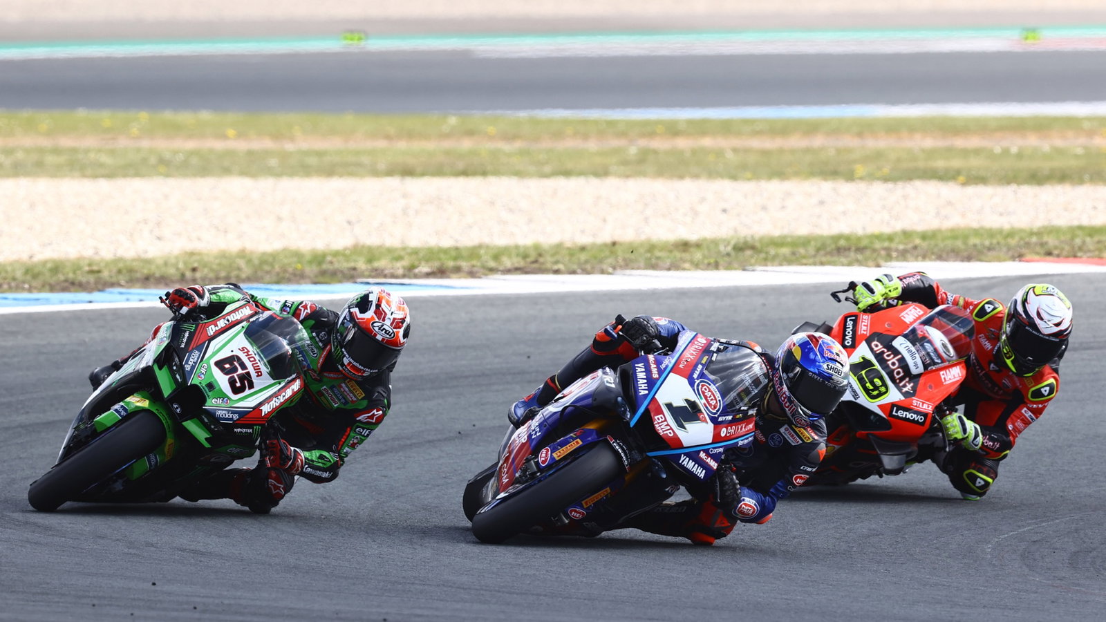 Alvaro Bautista, Jonathan Rea, Toprak Razgatlioglu WorldSBK Assen