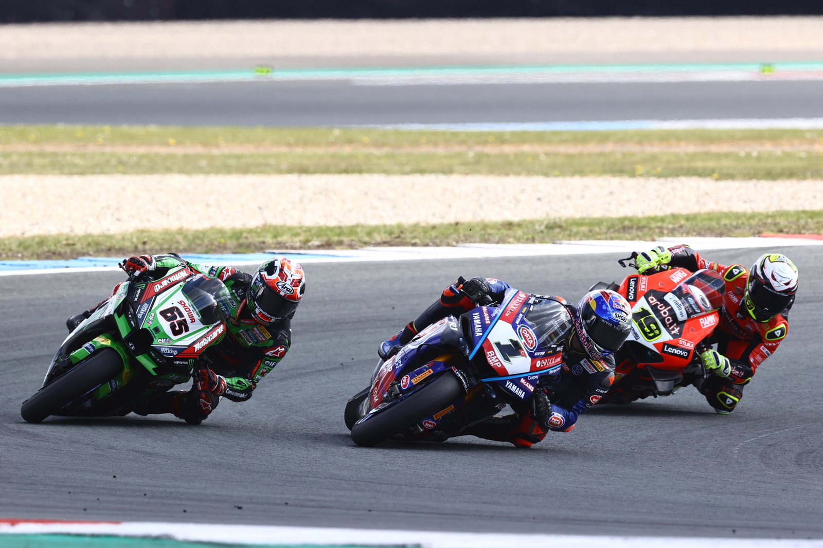 Jonathan Rea, Toprak Razgatlioglu and Alvaro Bautista, Assen WorldSBK race2, 24 April