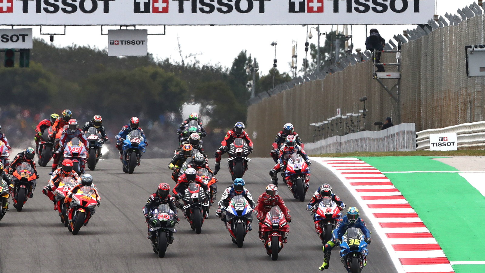 Joan Mir leads start, MotoGP race, Portuguese MotoGP. 24 April