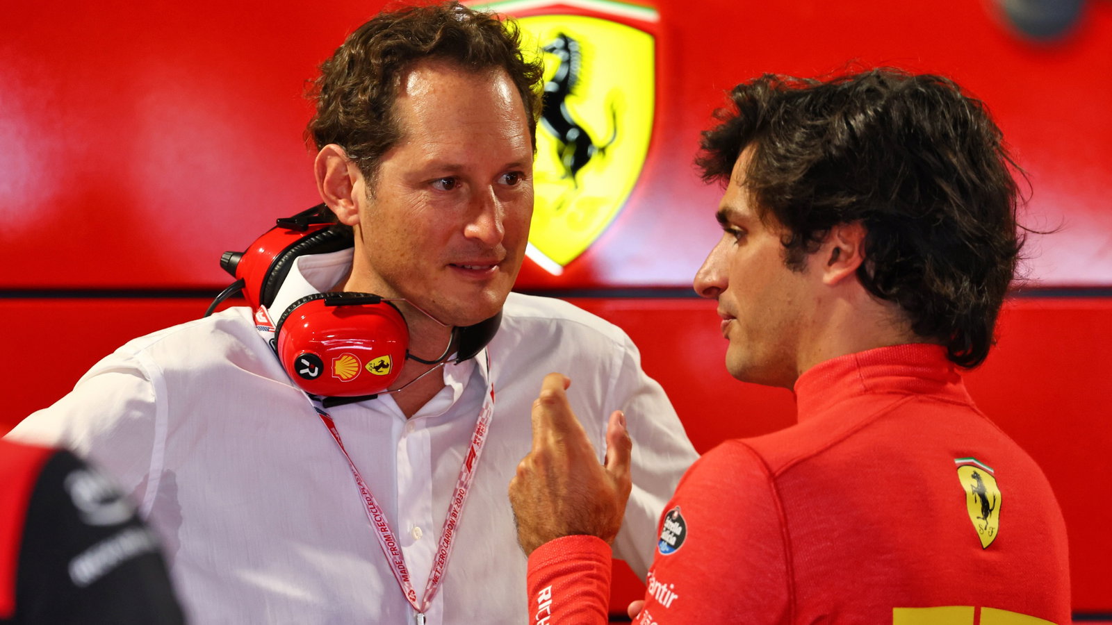 (L to R): John Elkann (ITA) FIAT Chrysler Automobiles Chairman with Carlos Sainz Jr (ESP) Ferrari. Formula 1 World