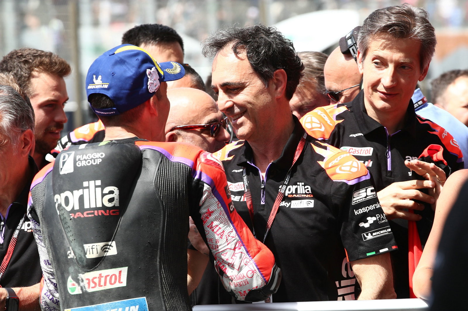 Aleix Espargaro, Romano Albesiano, Massimo Rivola , French MotoGP, 14 May