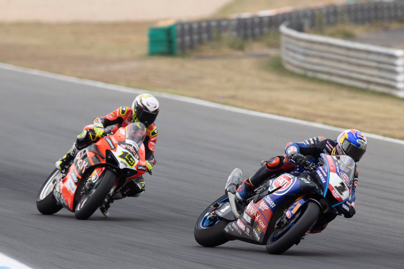 Toprak Razgatlioglu and Alvaro Bautista, Estoril WorldSBK race 1, 21 May
