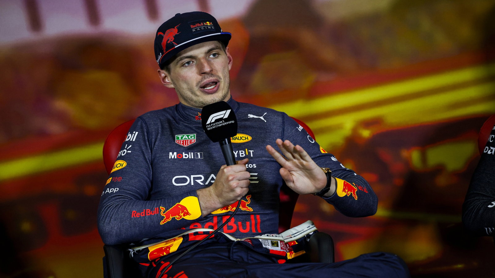Max Verstappen Red Bull Racing in the post race FIA Press Conference. F1 World Championship