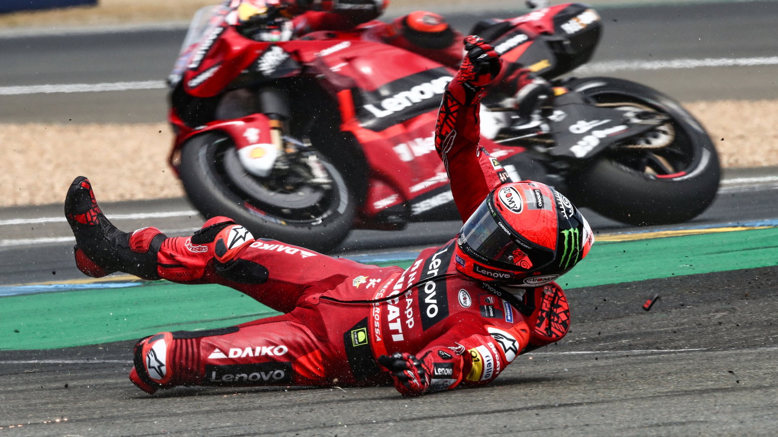 Francesco Bagnaia crash, French MotoGP. May
