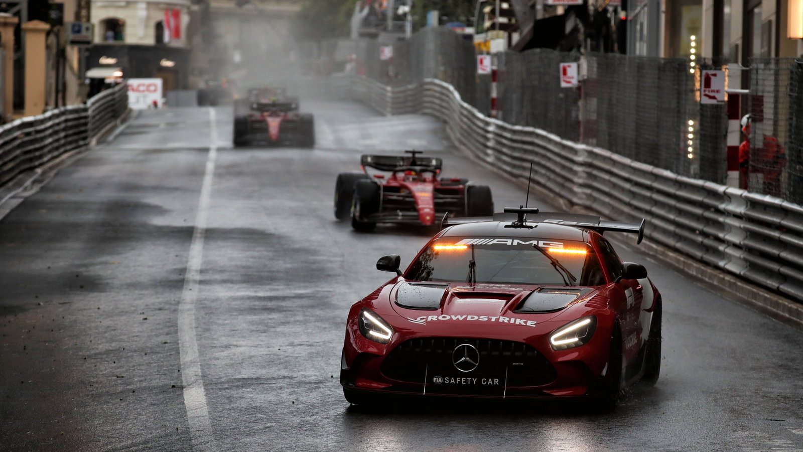 Charles Leclerc (MON) Ferrari F1-75 leads behind the Aston Martin FIA Safety Car on a formation lap. Formula 1 World