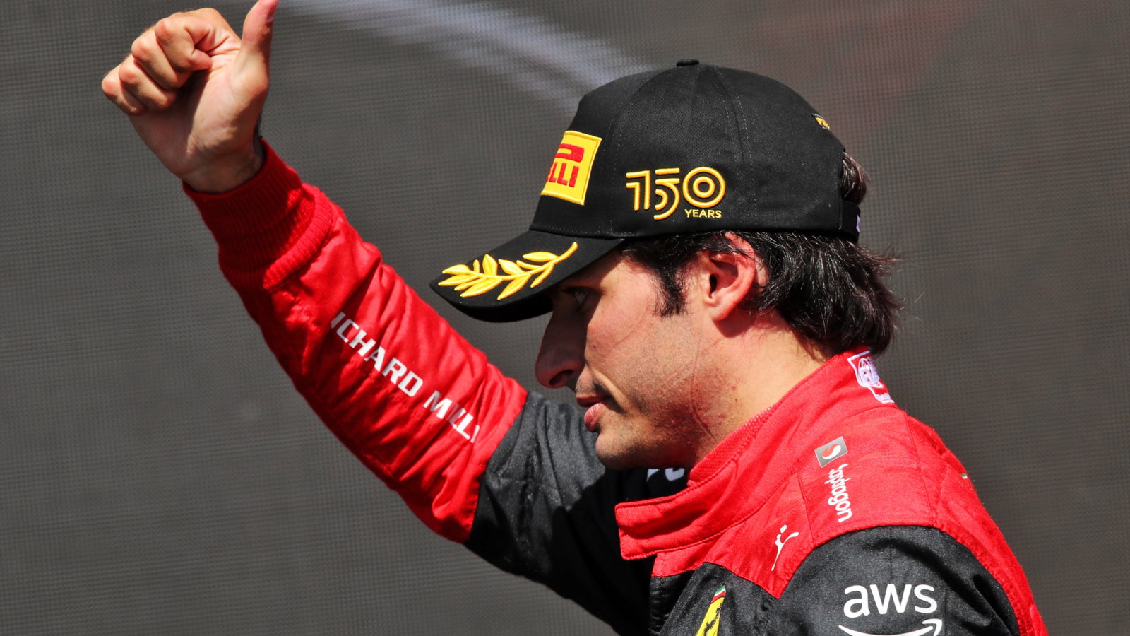 Carlos Sainz Jr (ESP) Ferrari celebrates his second position on the podium. Formula 1 World Championship, Rd 9, Canadian