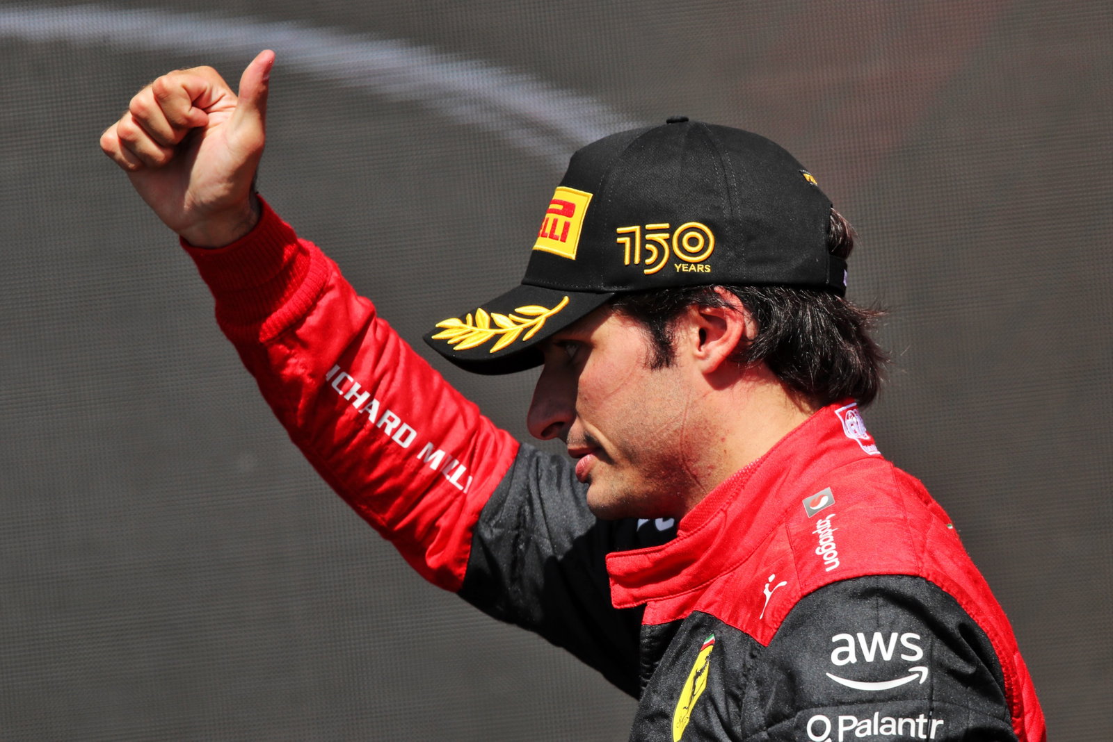 Carlos Sainz Jr (ESP) Ferrari celebrates his second position on the podium. Formula 1 World Championship, Rd 9, Canadian