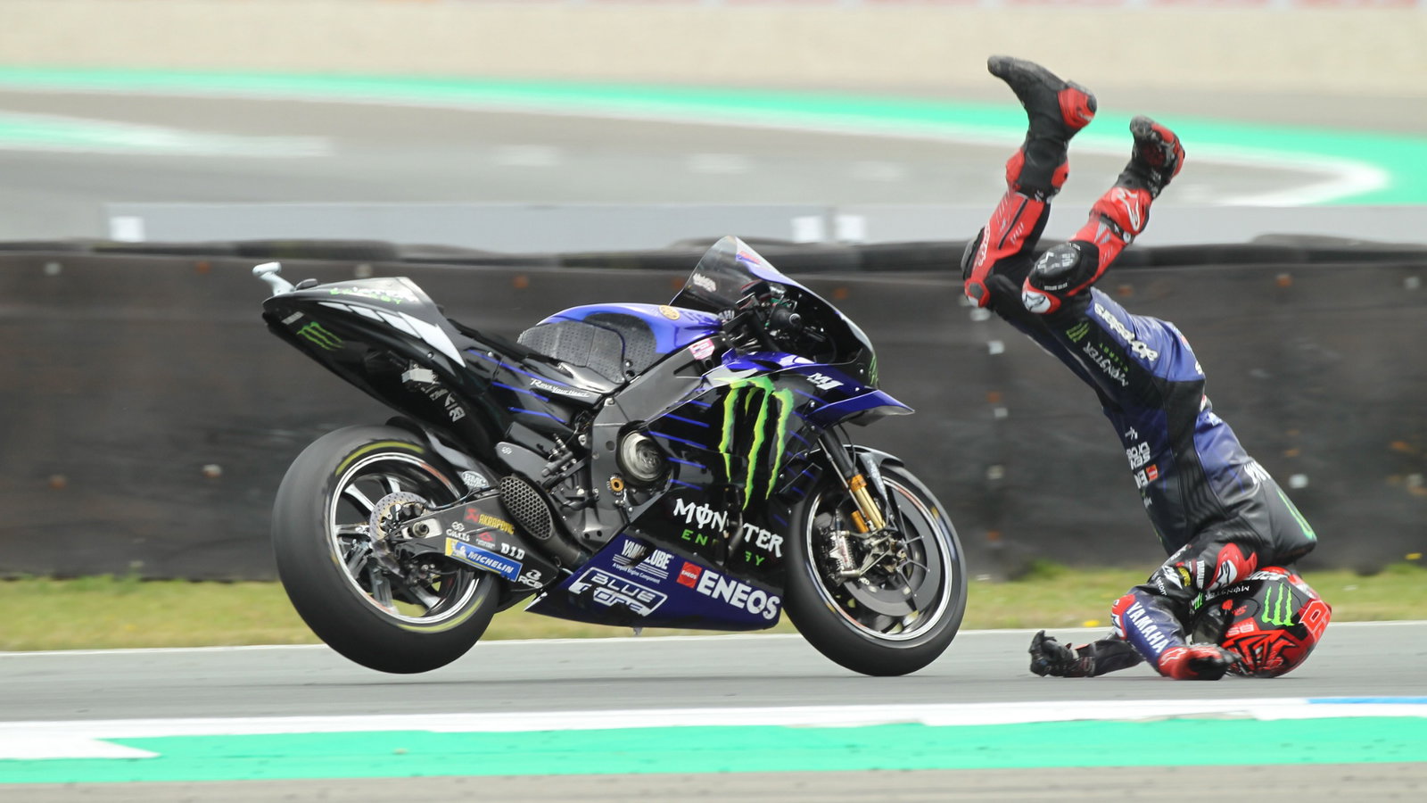 Fabio Quartararo crash, MotoGP race, Dutch MotoGP. 26 June