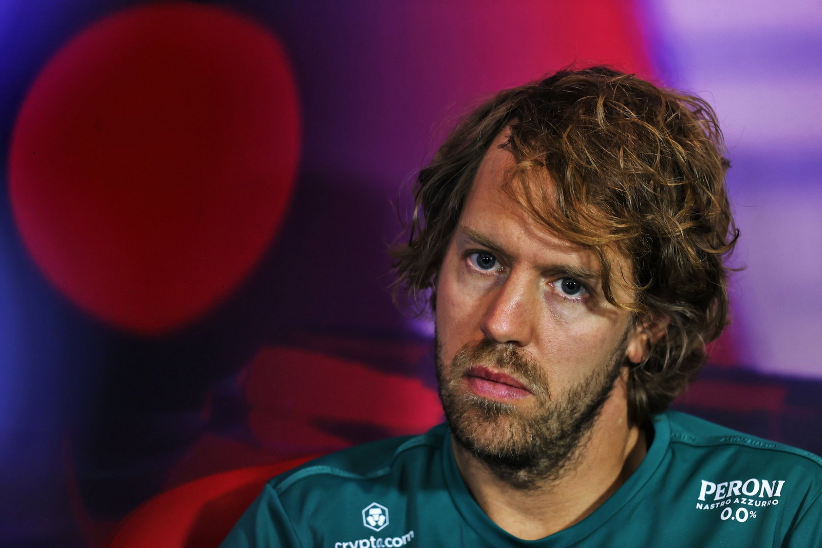 Sebastian Vettel (GER) Aston Martin F1 Team in the FIA Press Conference. Formula 1 World Championship, Rd 10, British