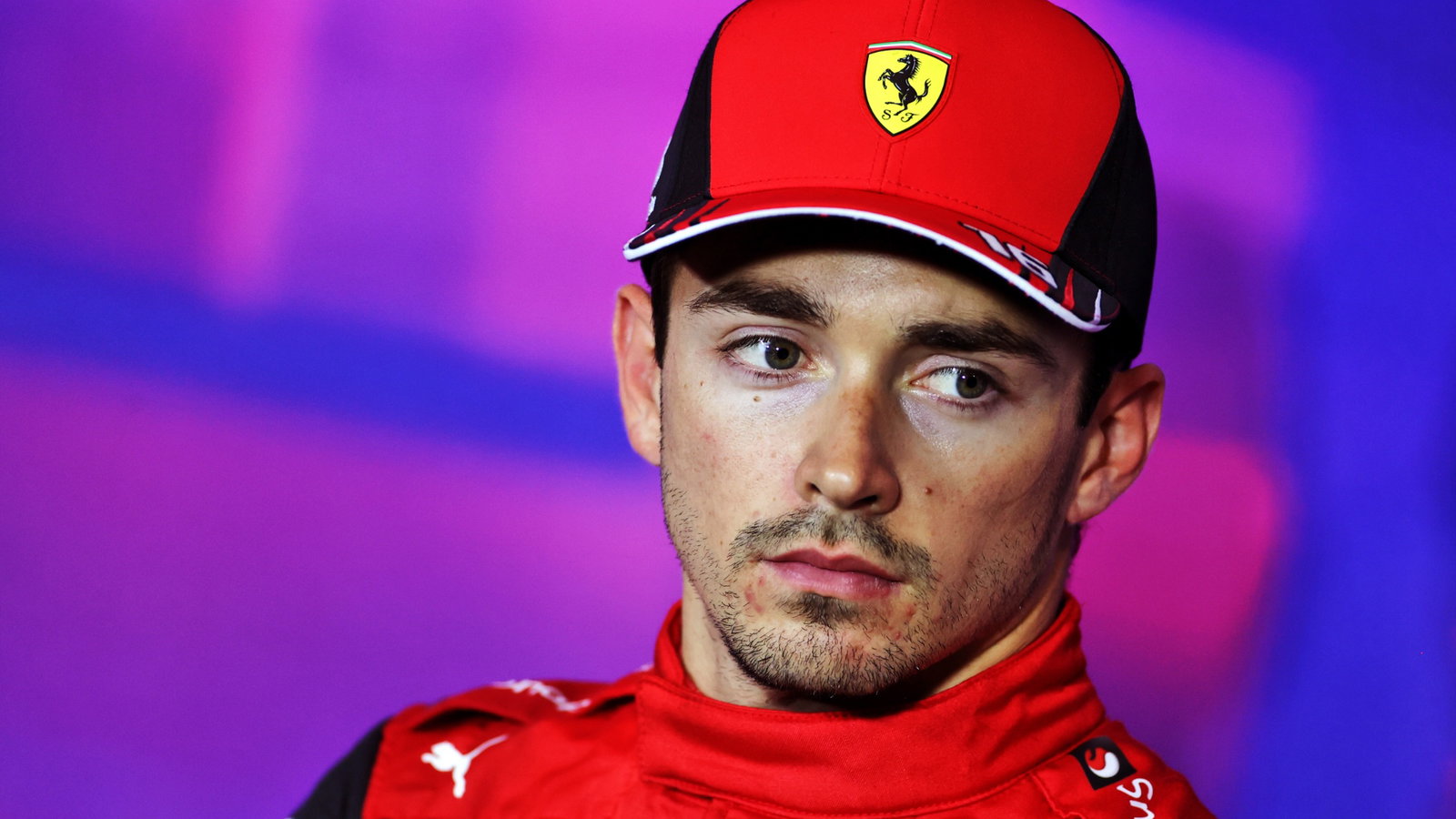 Charles Leclerc (MON) Ferrari in the post qualifying FIA Press Conference. Formula 1 World Championship, Rd 10, British