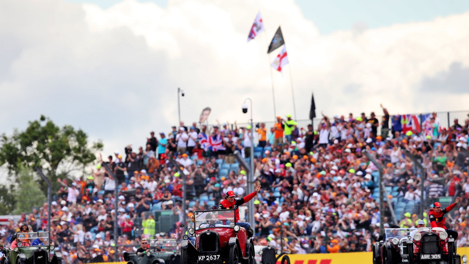 Carlos Sainz Jr (ESP) Ferrari on the drivers parade. Formula 1 World Championship, Rd 10, British Grand Prix, Silverstone,
