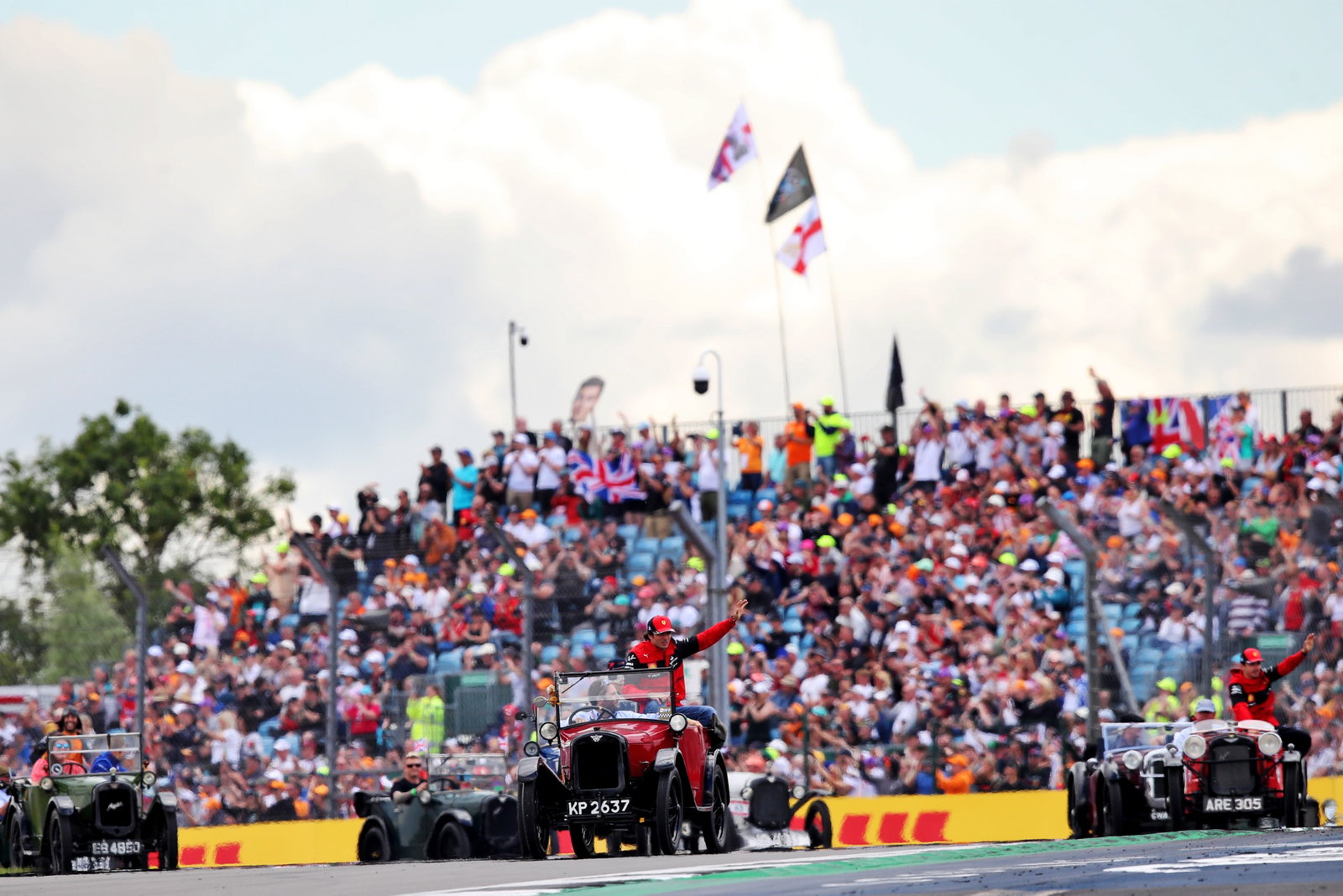 Carlos Sainz Jr (ESP) Ferrari on the drivers parade. Formula 1 World Championship, Rd 10, British Grand Prix, Silverstone,