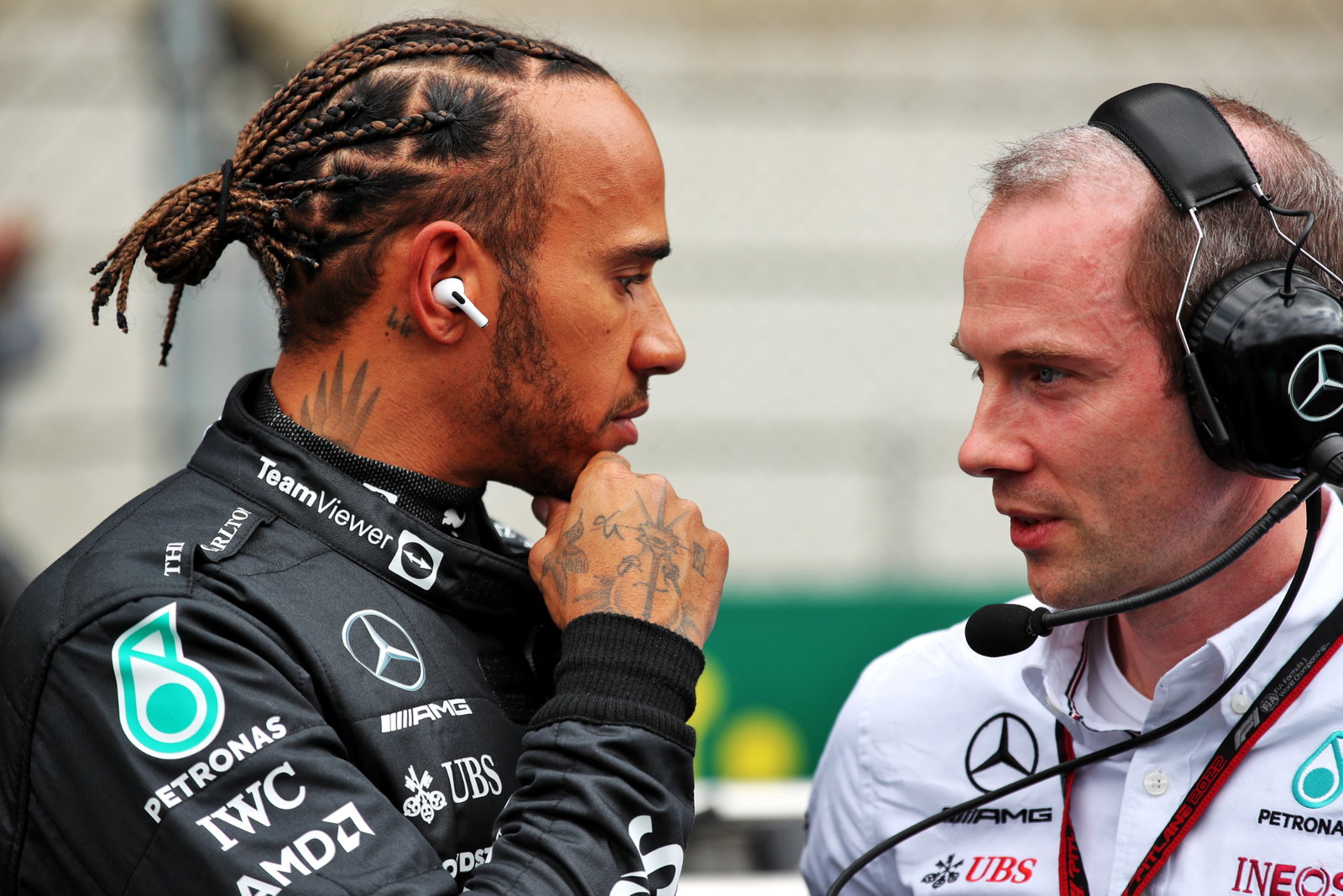 (L to R): Lewis Hamilton