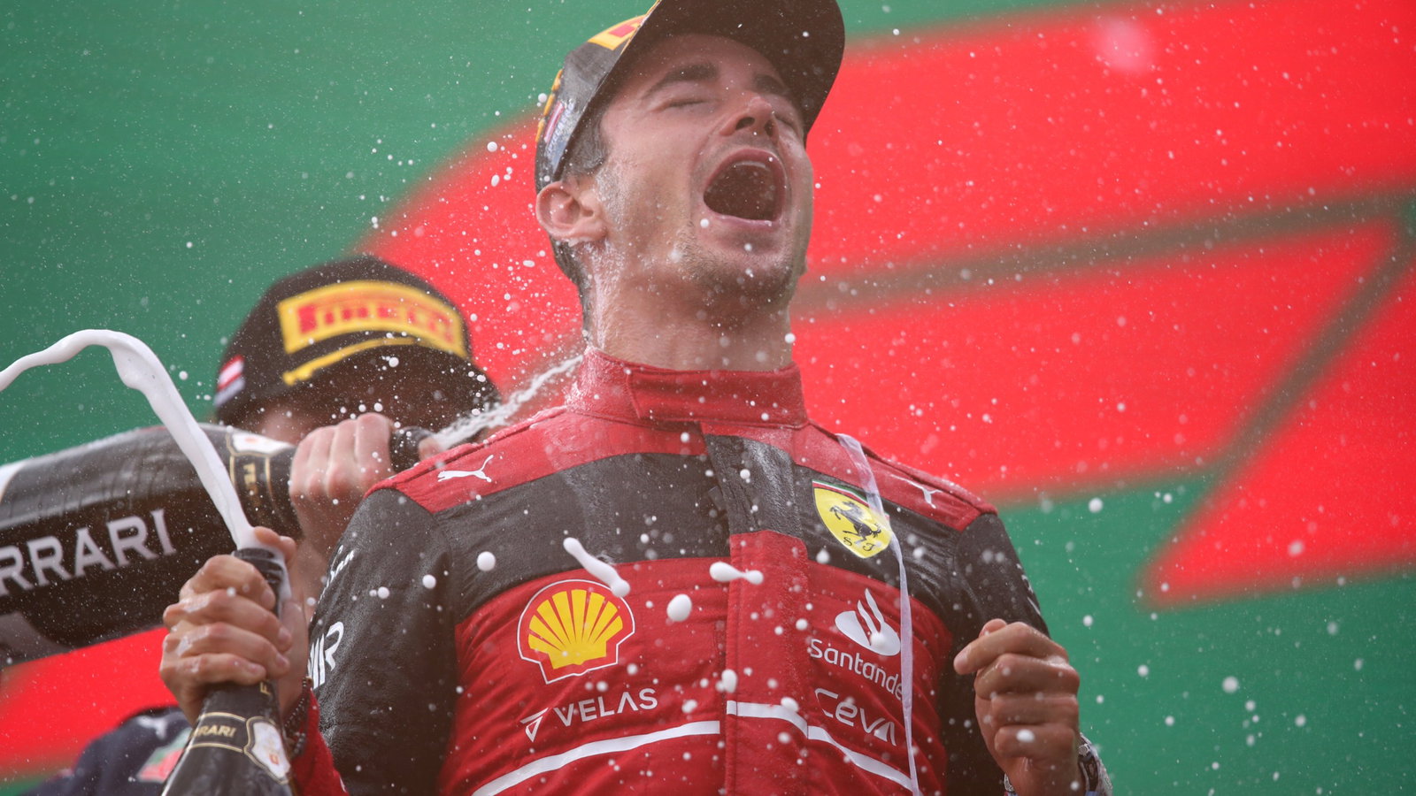 Race winner Charles Leclerc (MON) Ferrari celebrates on the podium. Formula 1 World Championship, Rd 11, Austrian Grand