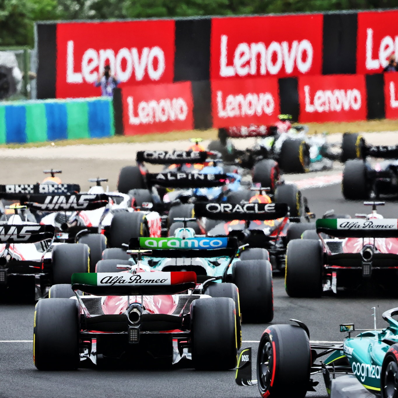 Guanyu Zhou (CHN) Alfa Romeo F1 Team C42 at the start of the race. Formula 1 World Championship, Rd 13, Hungarian Grand