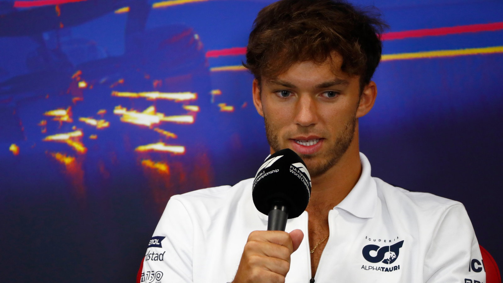 Pierre Gasly (FRA) AlphaTauri in the FIA Press Conference. Formula 1 World Championship, Rd 14, Belgian Grand Prix, Spa