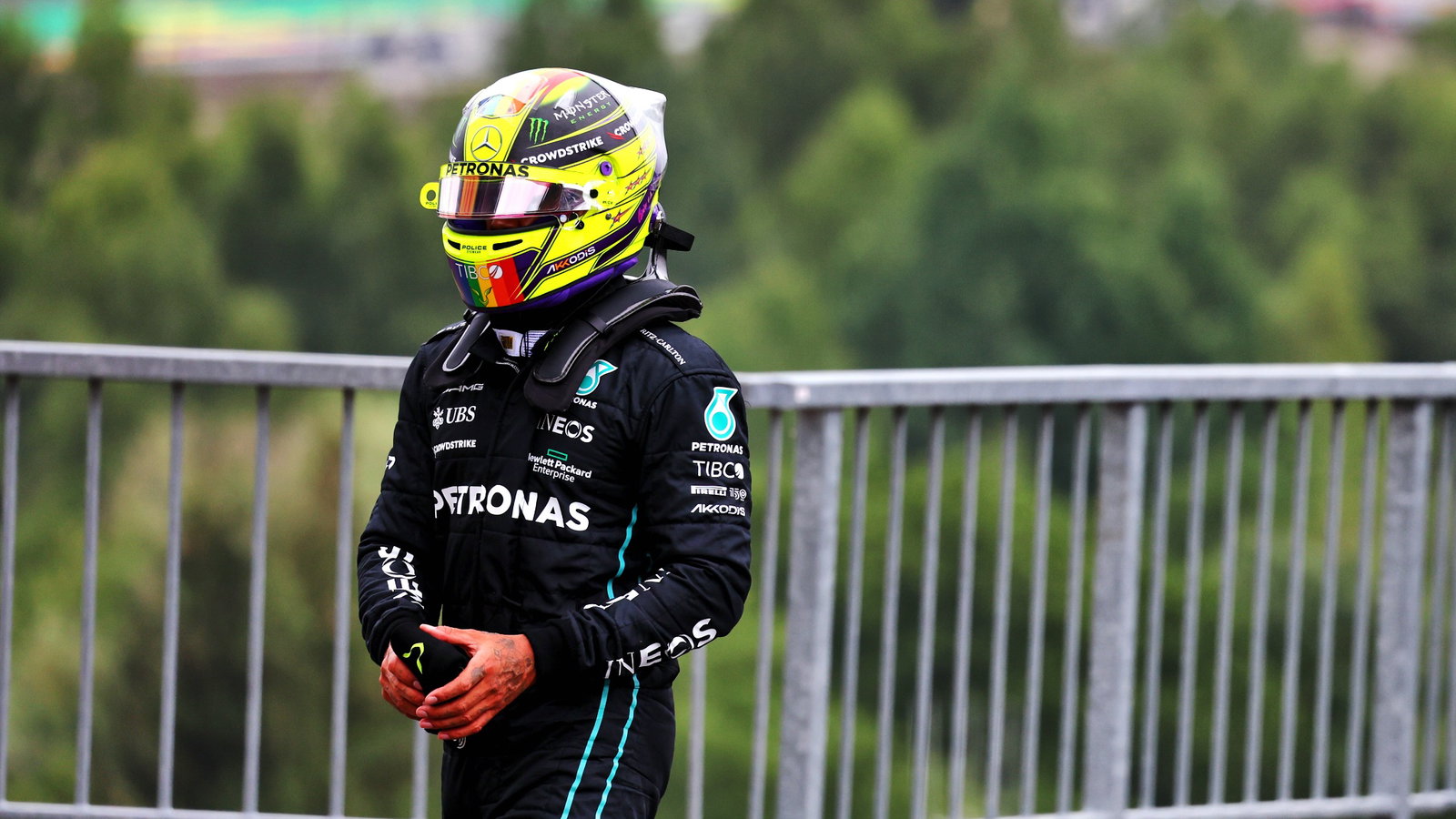 Lewis Hamilton (GBR) Mercedes AMG F1 in qualifying parc ferme. Formula 1 World Championship, Rd 14, Belgian Grand Prix,