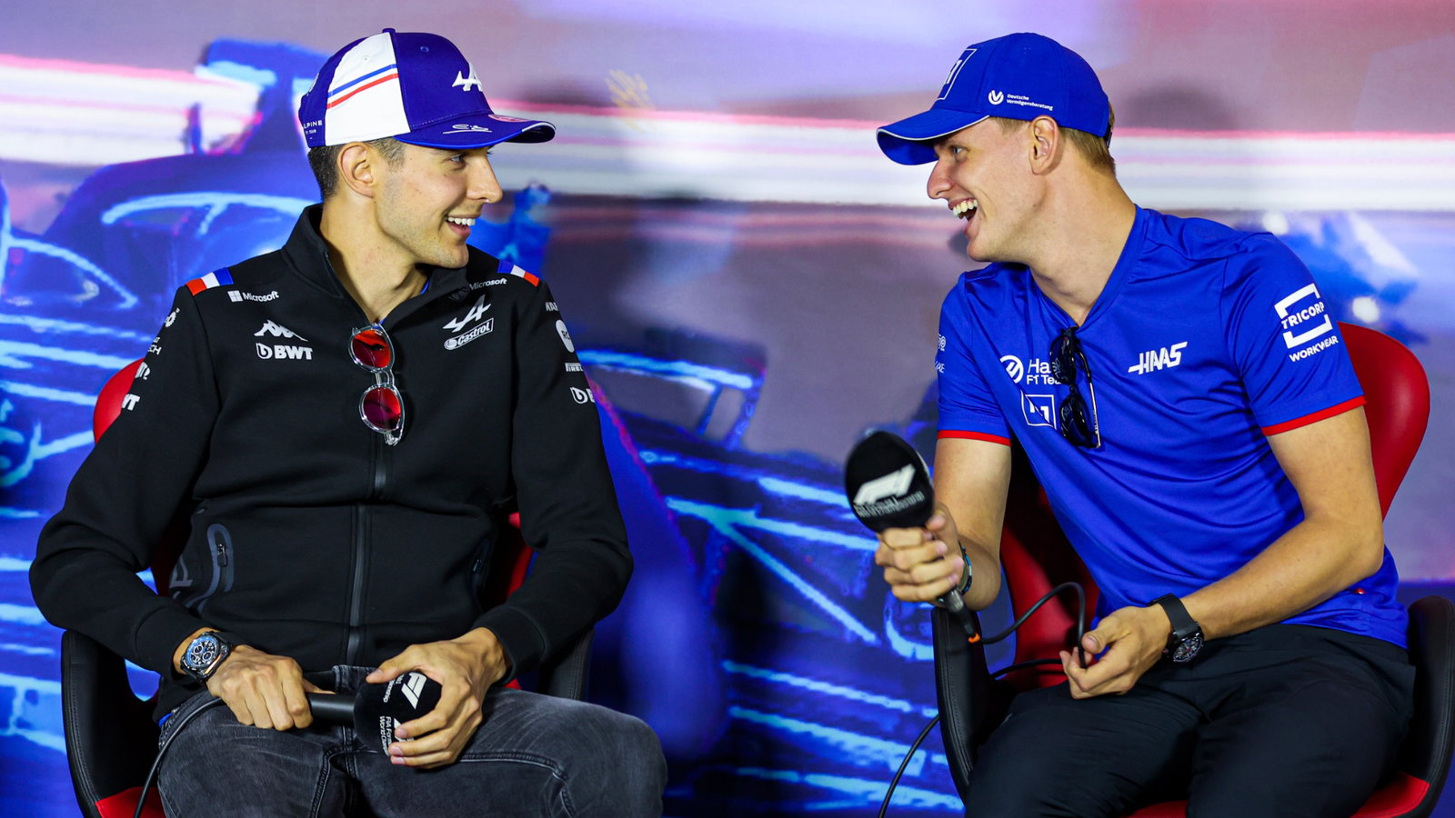 (L to R): Esteban Ocon (FRA) Alpine F1 Team
