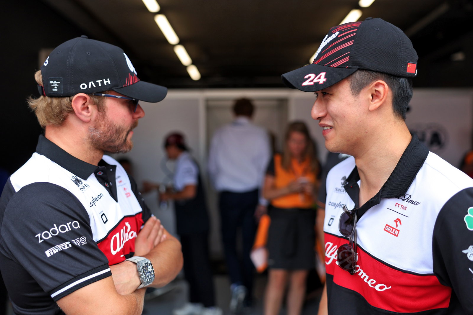 (L to R): Valtteri Bottas (FIN) Alfa Romeo F1 Team and Guanyu Zhou (CHN) Alfa Romeo F1 Team on the drivers parade. Formula