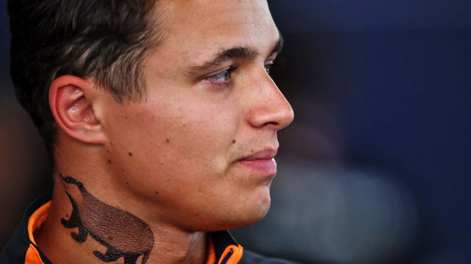 Lando Norris (GBR) McLaren - badger 'tattoo'