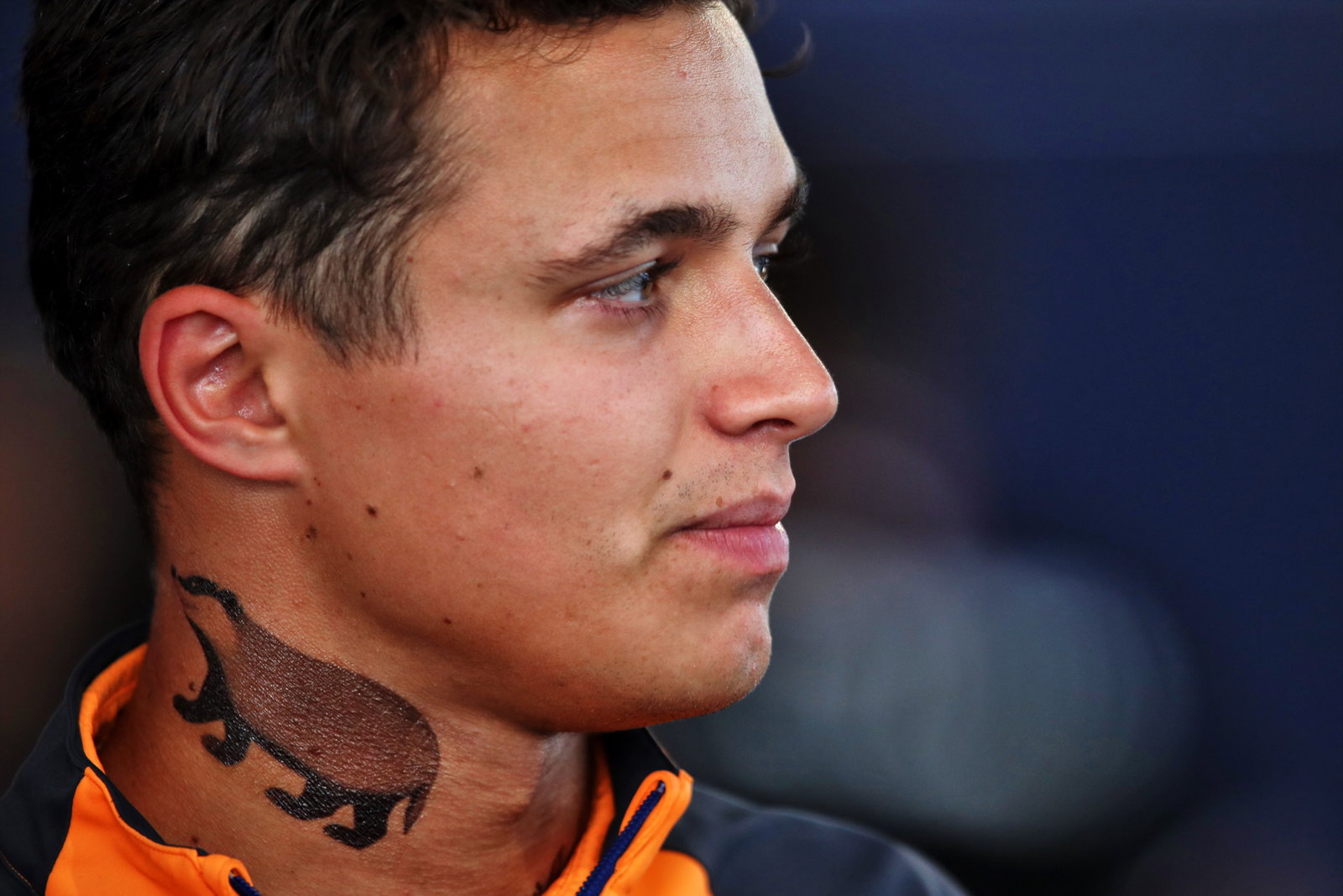 Lando Norris (GBR) McLaren - badger 'tattoo'
