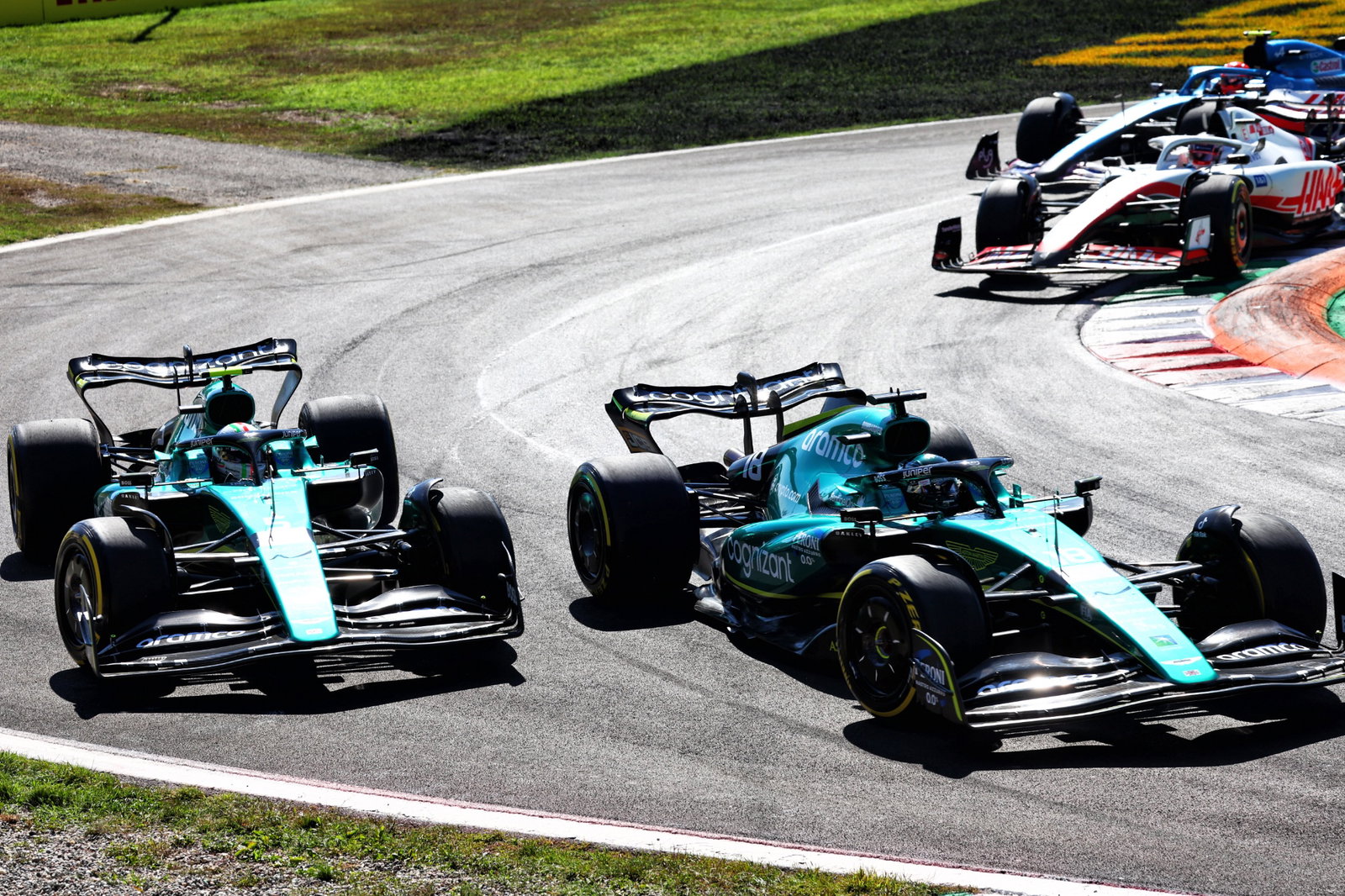 Lance Stroll (CDN) Aston Martin F1 Team AMR22 and team mate Sebastian Vettel (GER) Aston Martin F1 Team AMR22. Formula 1