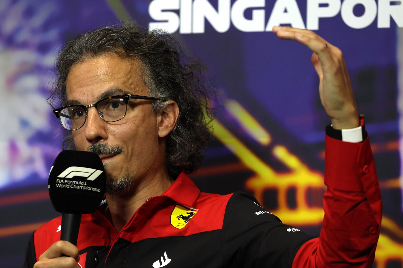 Laurent Mekies (FRA) ) Direktur Olahraga Ferrari dalam Konferensi Pers FIA. Kejuaraan Dunia Formula 1, Rd 17, Singapura