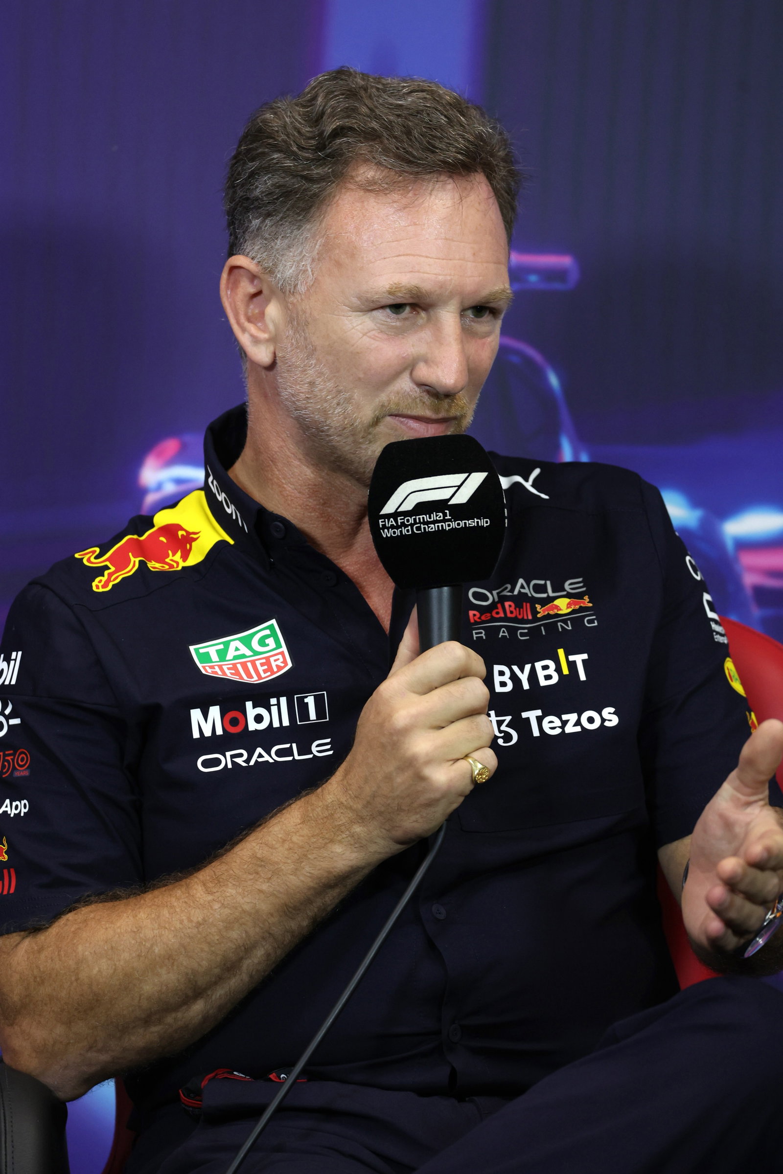 Christian Horner (GBR) Red Bull Racing Team Principal in the FIA Press Conference. Formula 1 World Championship, Rd 17,