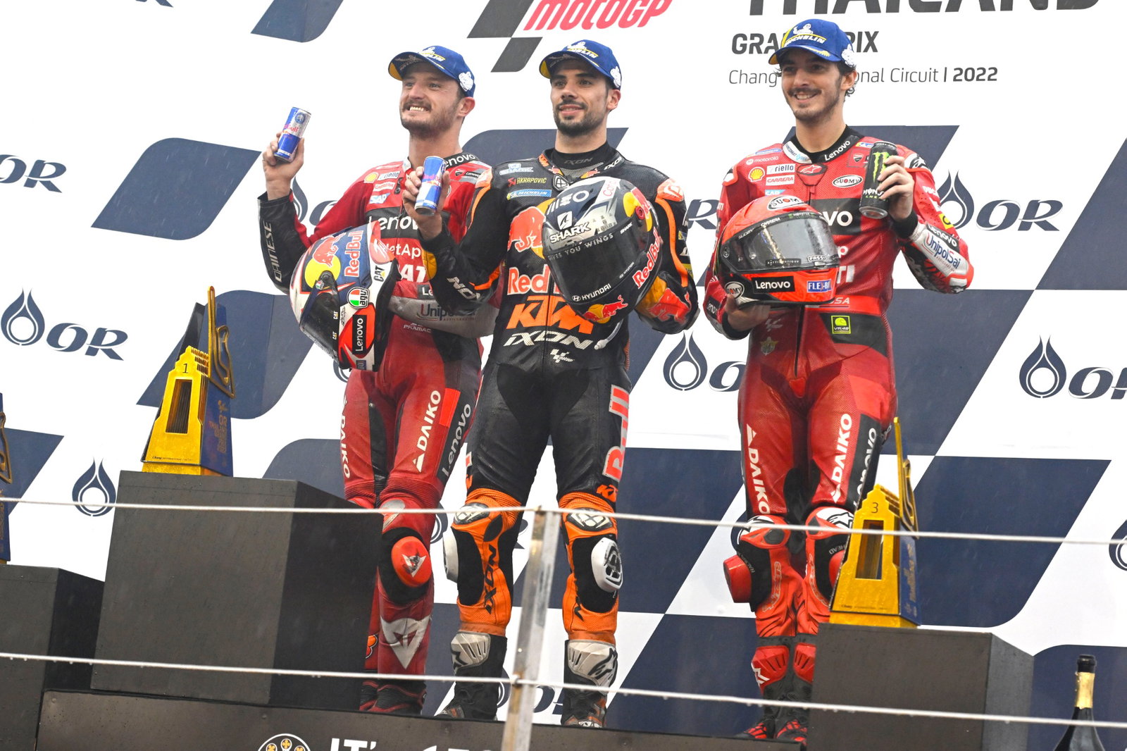 Jack Miller, Miguel Oliveira, Francesco Bagnaia, MotoGP race, Thailand MotoGP 2 October
