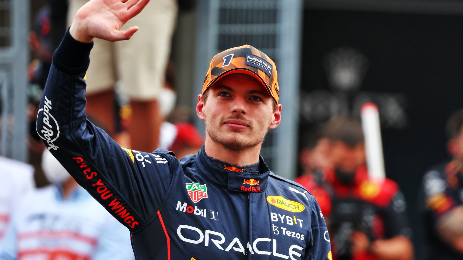 Max Verstappen (NLD) Red Bull Racing celebrates his pole position in qualifying parc ferme. Formula 1 World Championship,