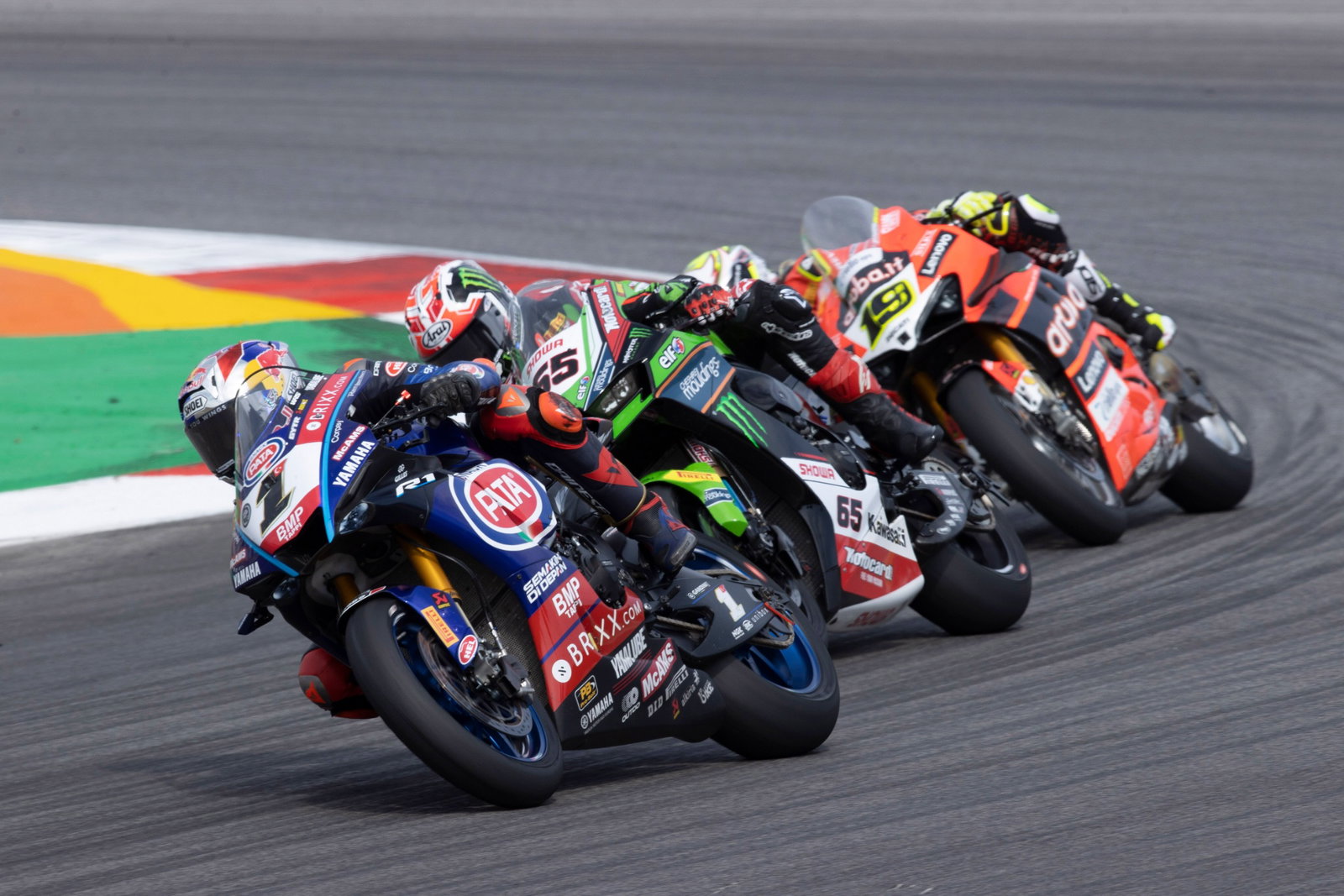 Toprak Razgatlioglu, Jonathan Rea and Alvaro Bautista, Portuguese WorldSBK race2, 9 October