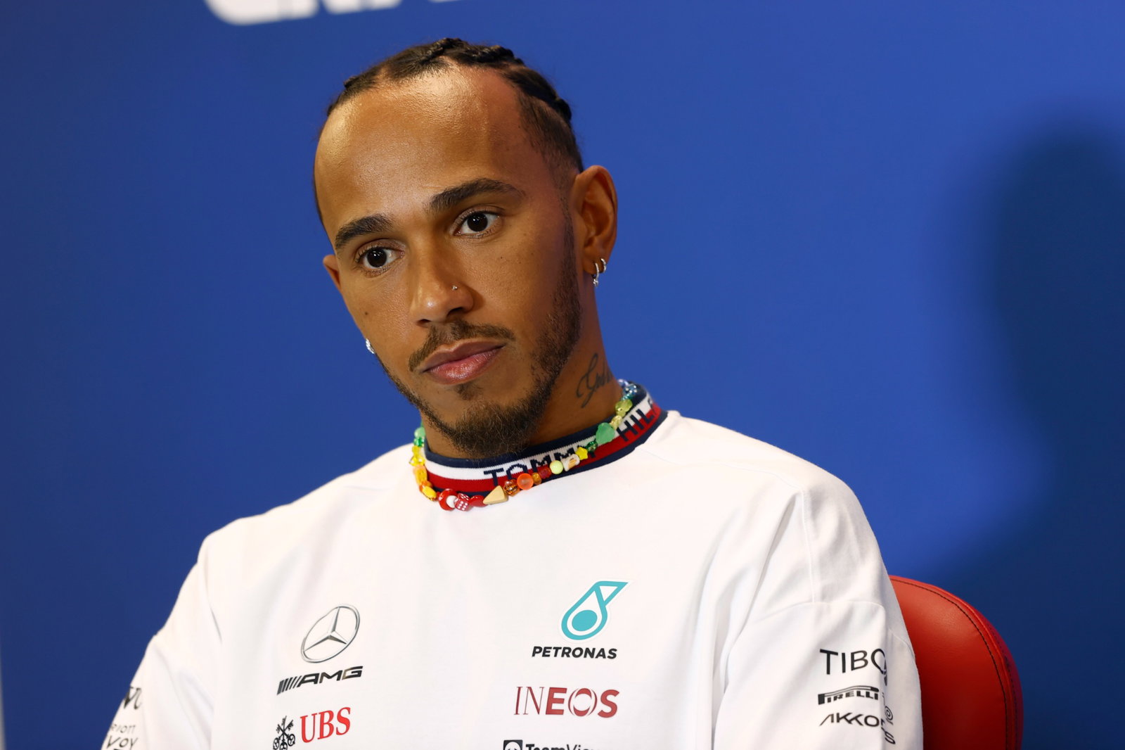 Lewis Hamilton (GBR) Mercedes AMG F1 in the FIA Press Conference. Formula 1 World Championship, Rd 19, United States Grand