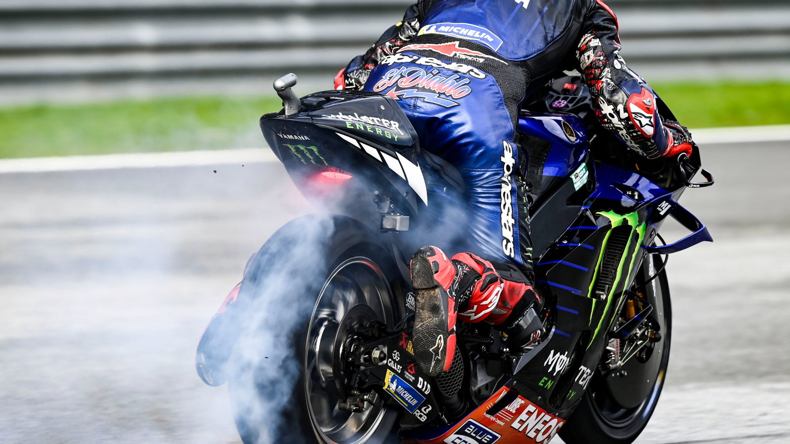 Fabio Quartararo bike tyres spinning, MotoGP, Malaysian MotoGP, 21 October