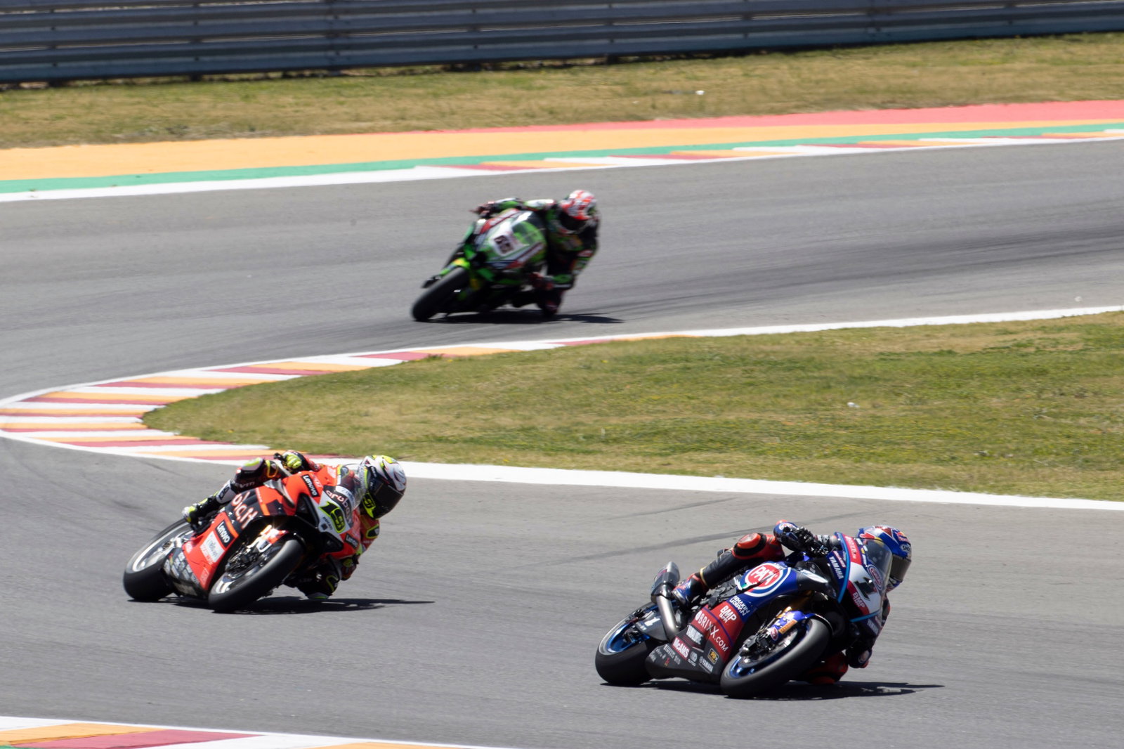 Toprak Razgatlioglu, Alvaro Bautista and Jonathan Rea, rAgentinian WorldSBK Superpole race, 23 October
