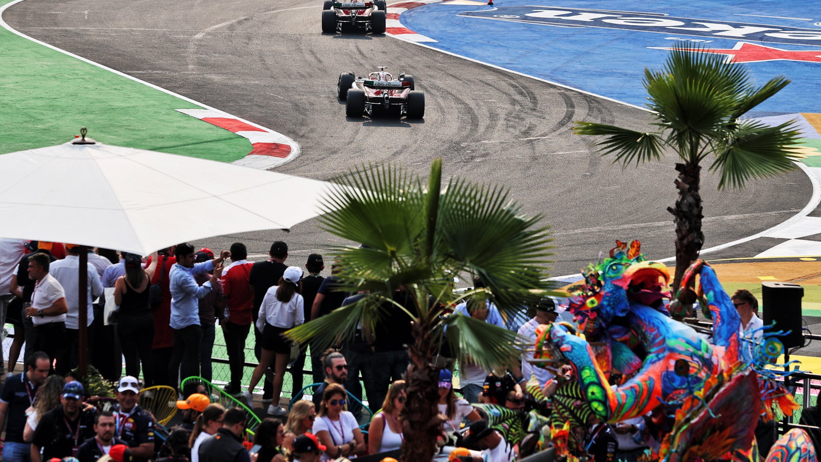 Guanyu Zhou (CHN) Alfa Romeo F1 Team C42 leads team mate Valtteri Bottas (FIN) Alfa Romeo F1 Team C42. Formula 1 World