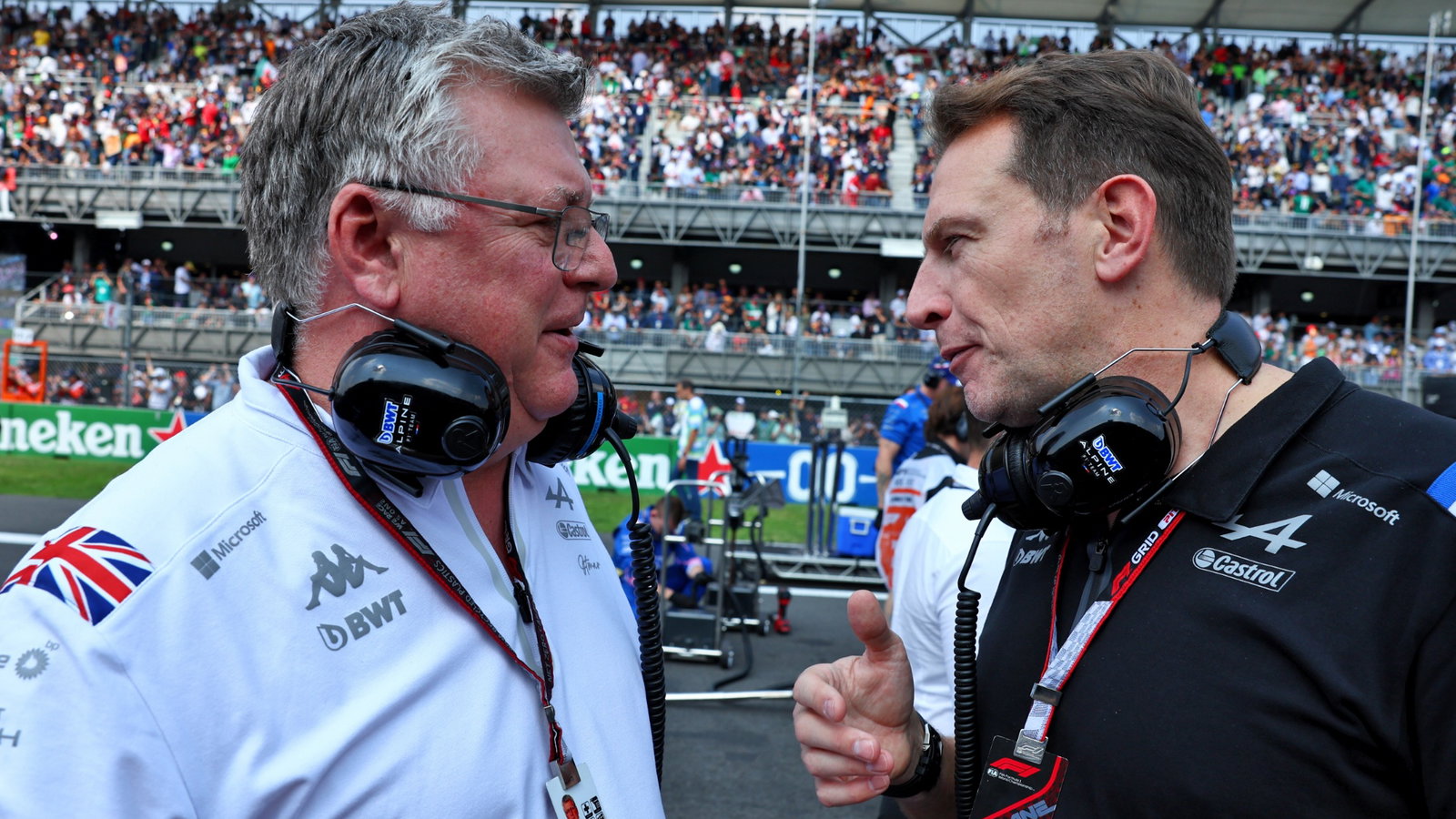 (L to R): Otmar Szafnauer (USA) Alpine F1 Team, Team Principal with Laurent Rossi (FRA) Alpine Chief Executive Officer on