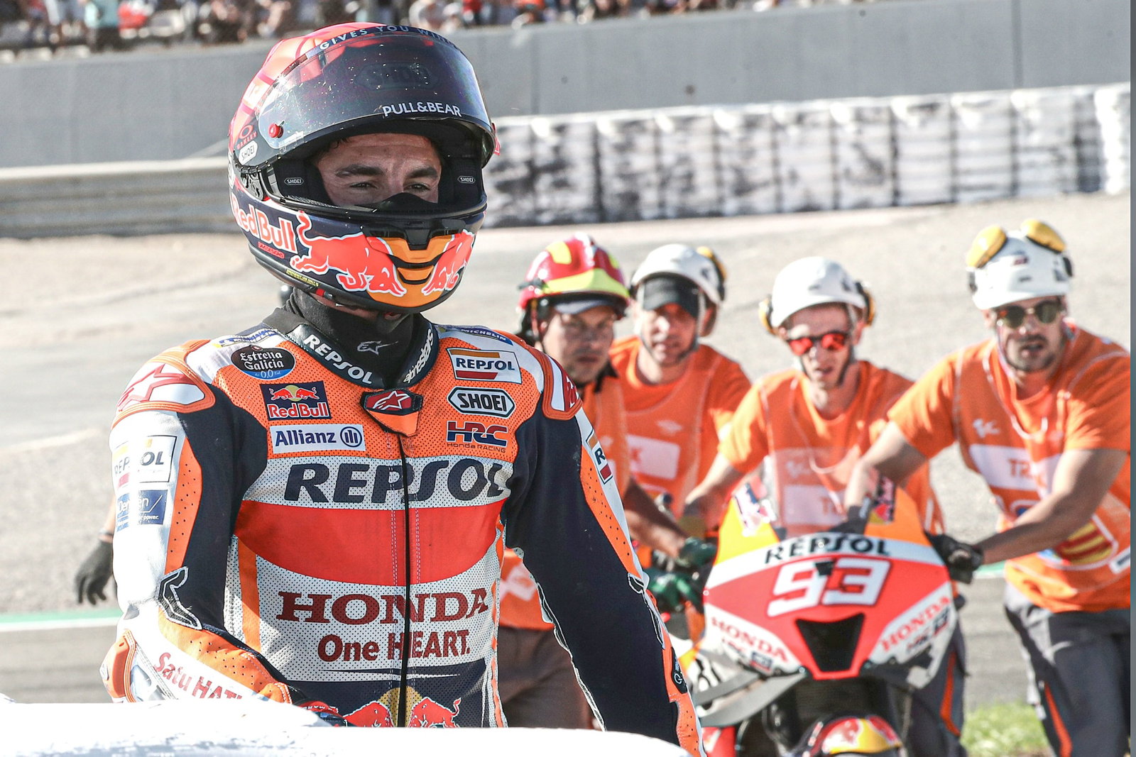 Marc Marquez after crash MotoGP race, Valencia MotoGP. 6 November