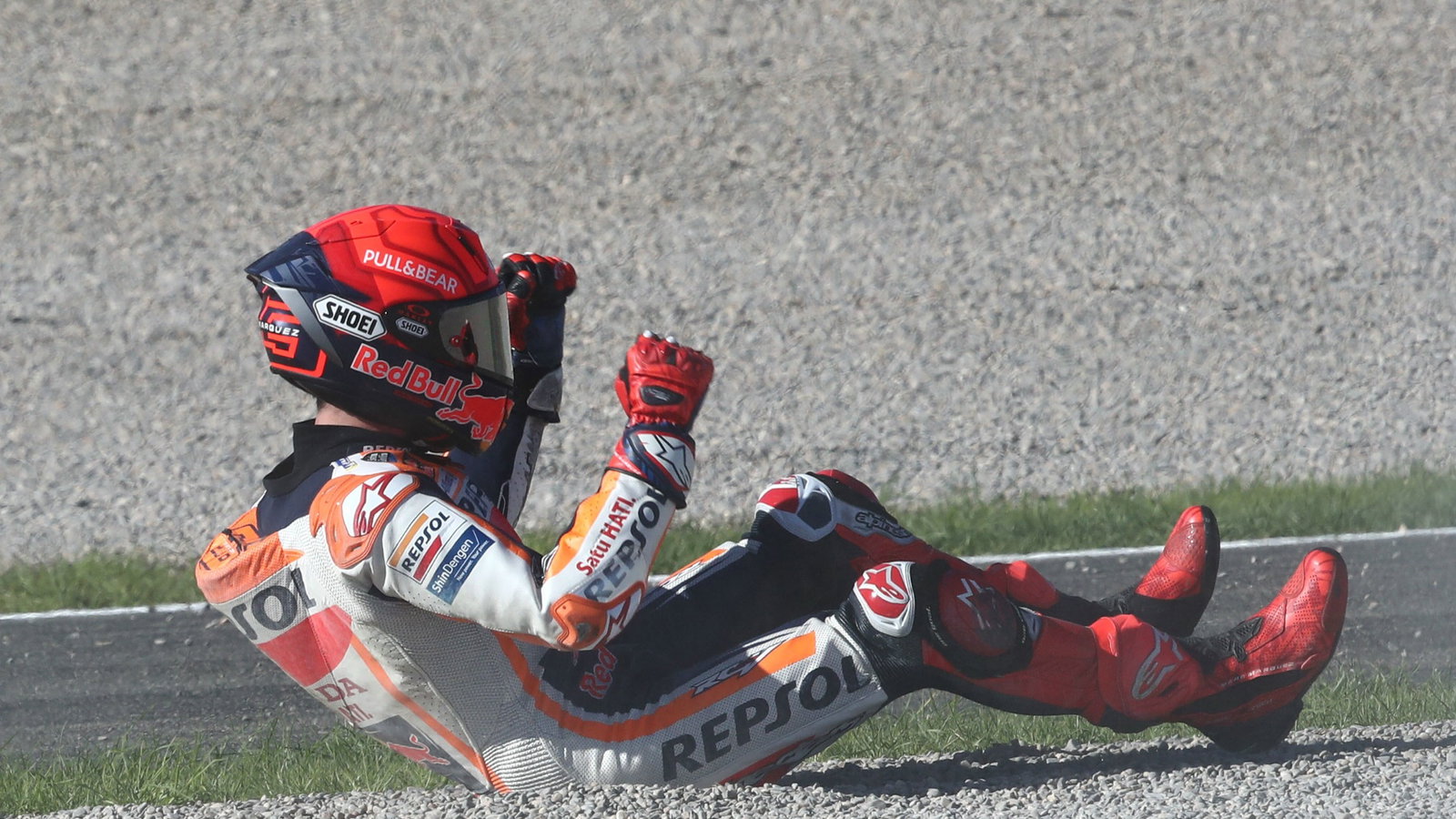 Marc Marquez after crash MotoGP race, Valencia MotoGP. 6 November