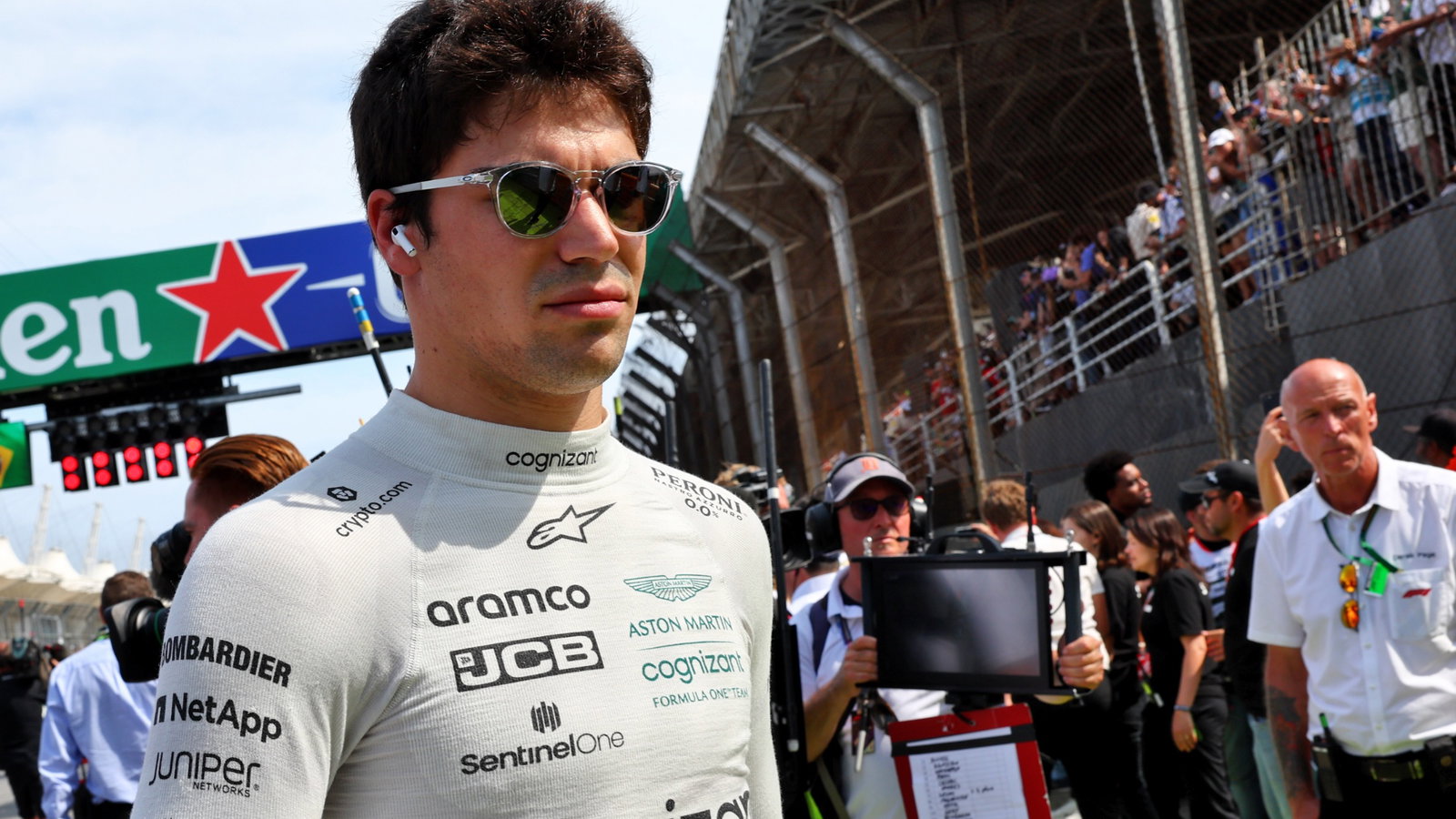 Lance Stroll (CDN) Aston Martin F1 Team on the grid. Formula 1 World Championship, Rd 21, Brazilian Grand Prix, Sao Paulo,