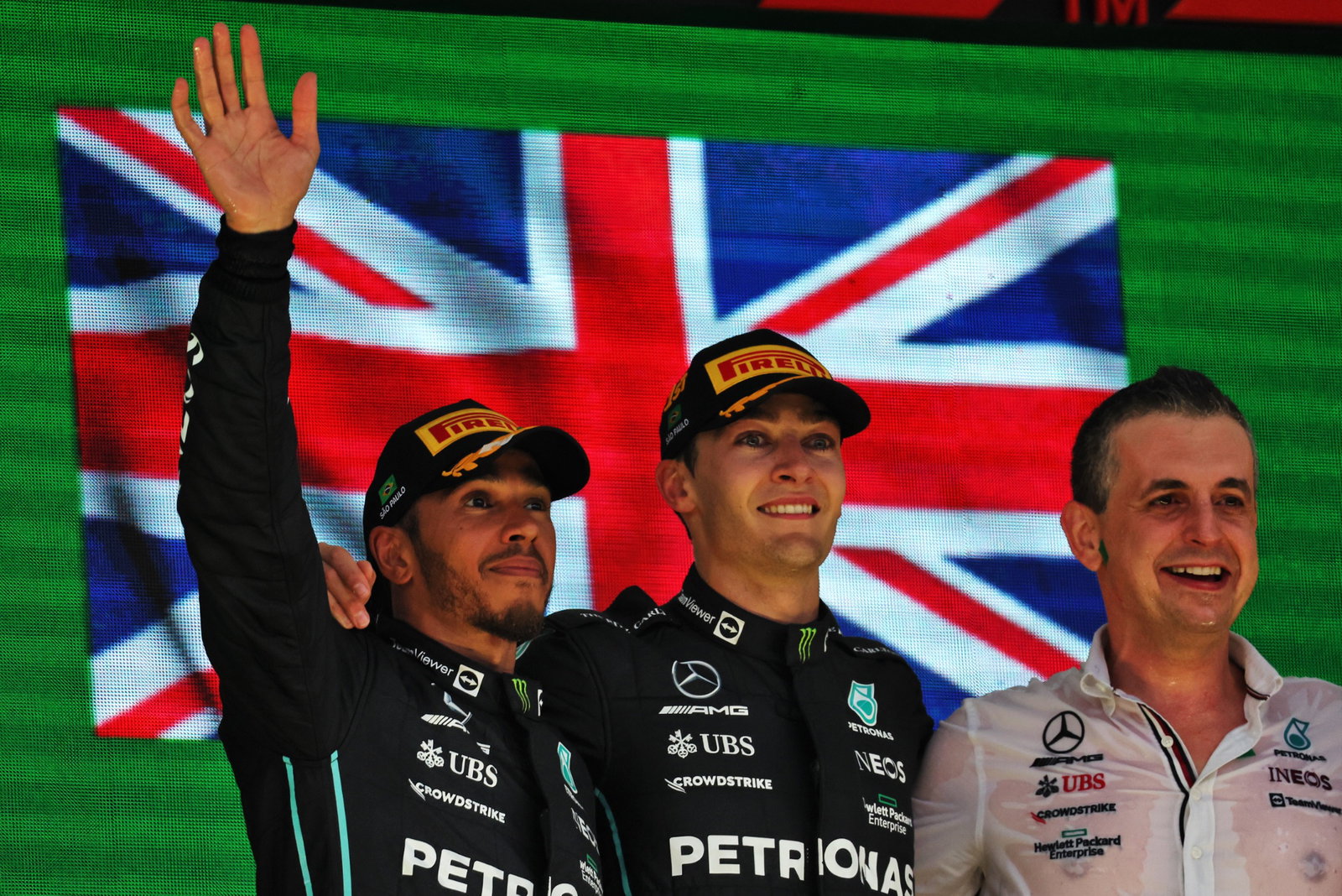 Lewis Hamilton, George Russell, Riccardo Musconi