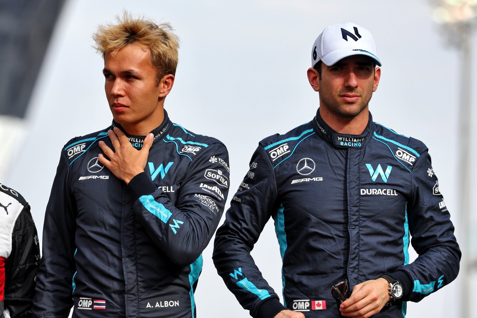 (L to R): Alexander Albon (THA) Williams Racing and Nicholas Latifi (CDN) Williams Racing at the end of year drivers'