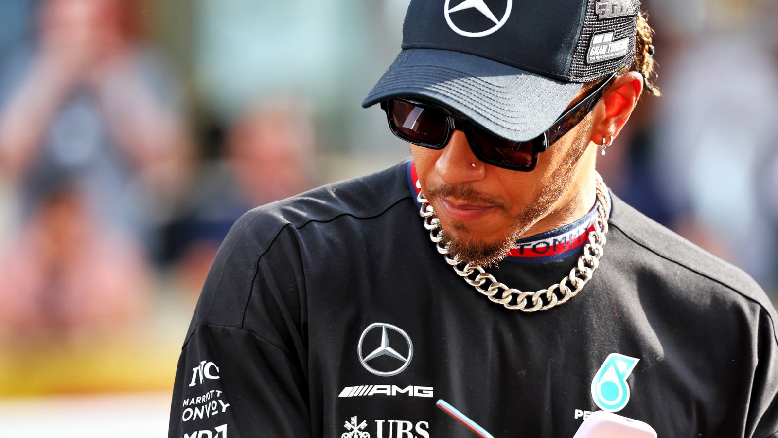 Lewis Hamilton (GBR) Mercedes AMG F1 on the drivers parade. Formula 1 World Championship, Rd 22, Abu Dhabi Grand Prix, Yas